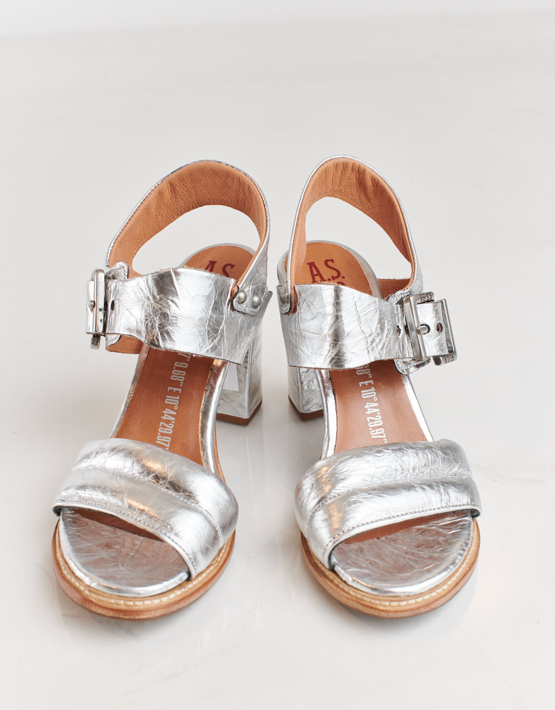 נעלי נשים - A.S. 98 - סנדלי רצועות עם עקב BASI - כסף4