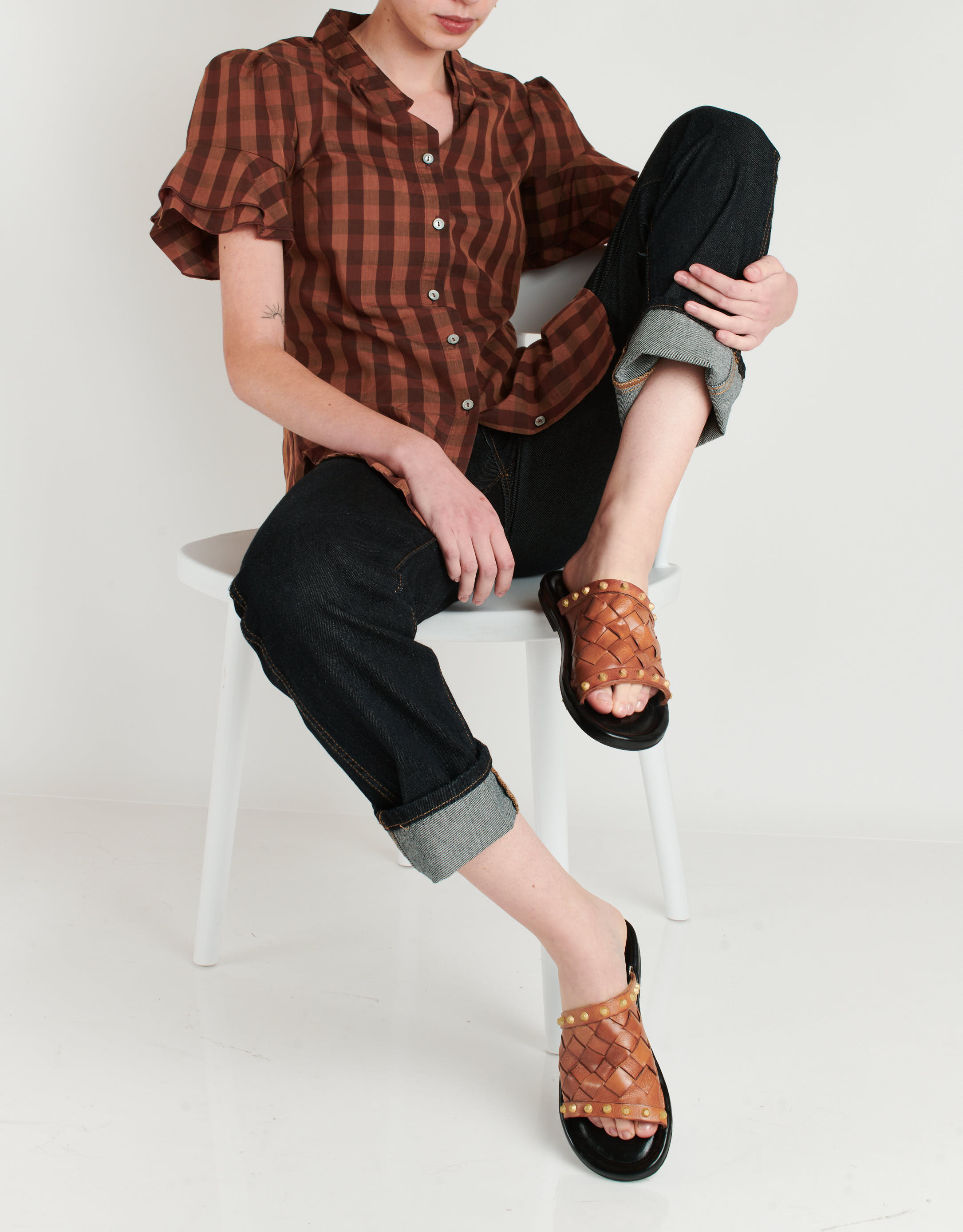 נעלי נשים - A.S. 98 - כפכפי עור קלועים YOU - קאמל4