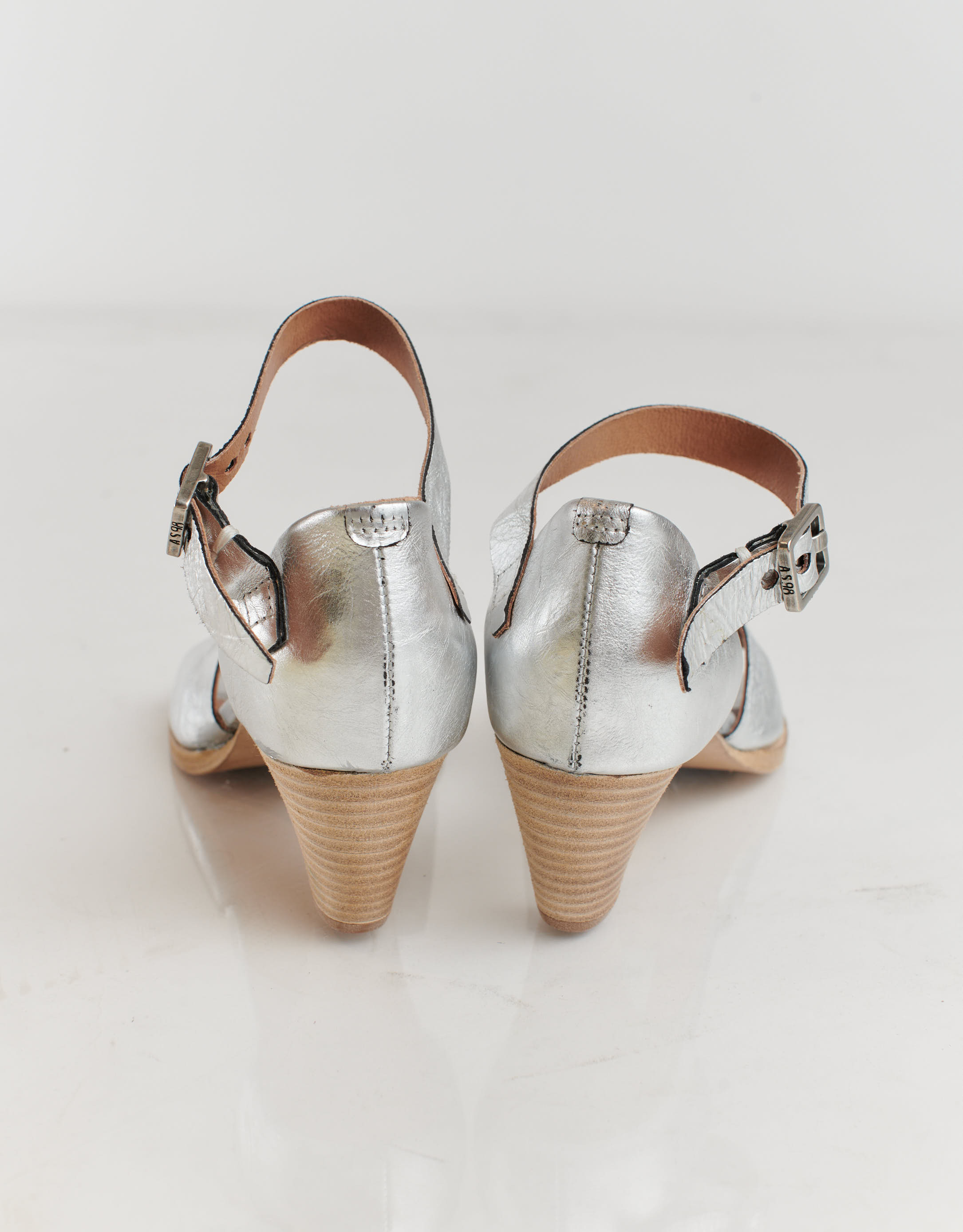 נעלי נשים - A.S. 98 - סנדלי עקב BANANA - כסף4