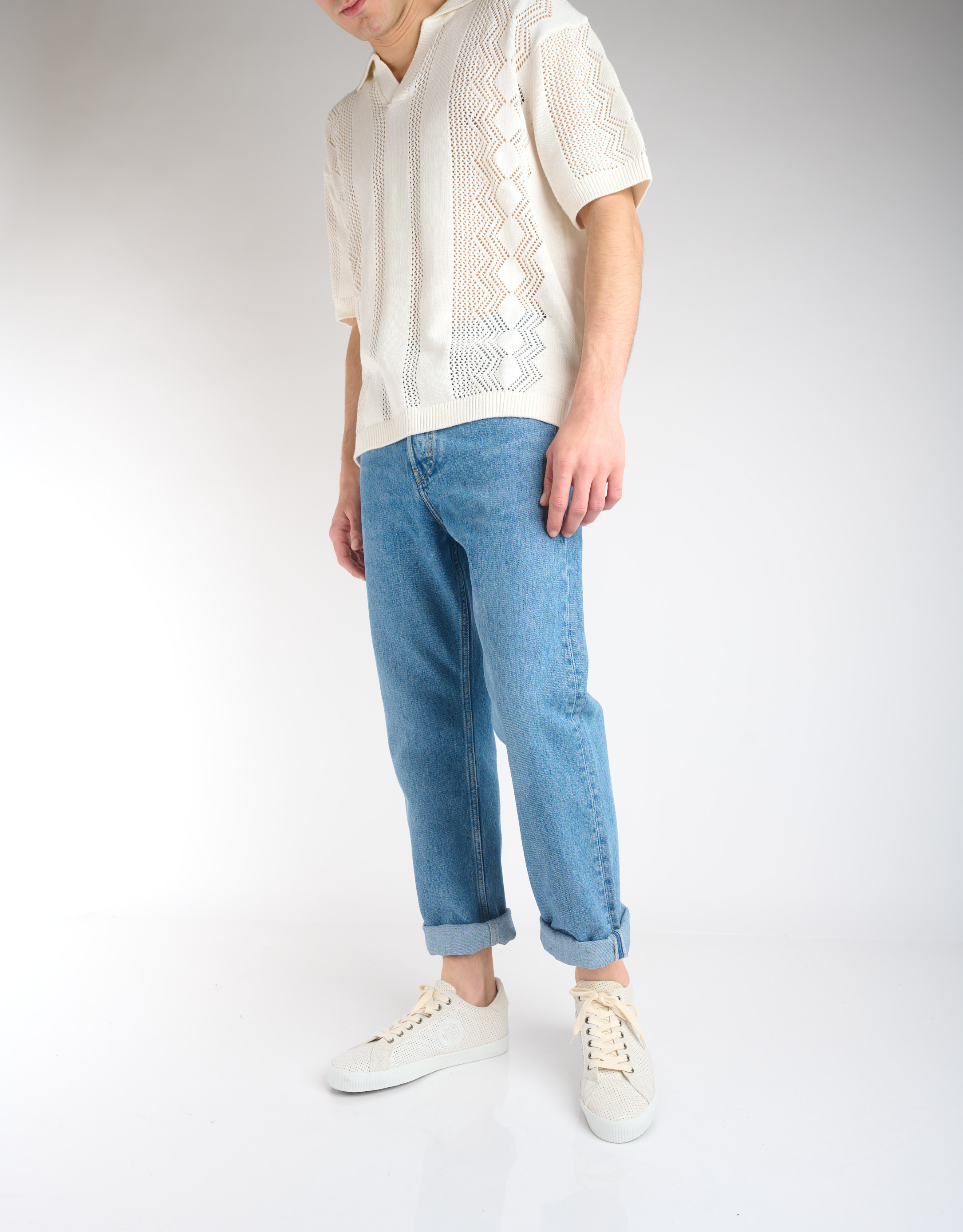 נעלי גברים - Aro - סניקרס עור TIM - לבן