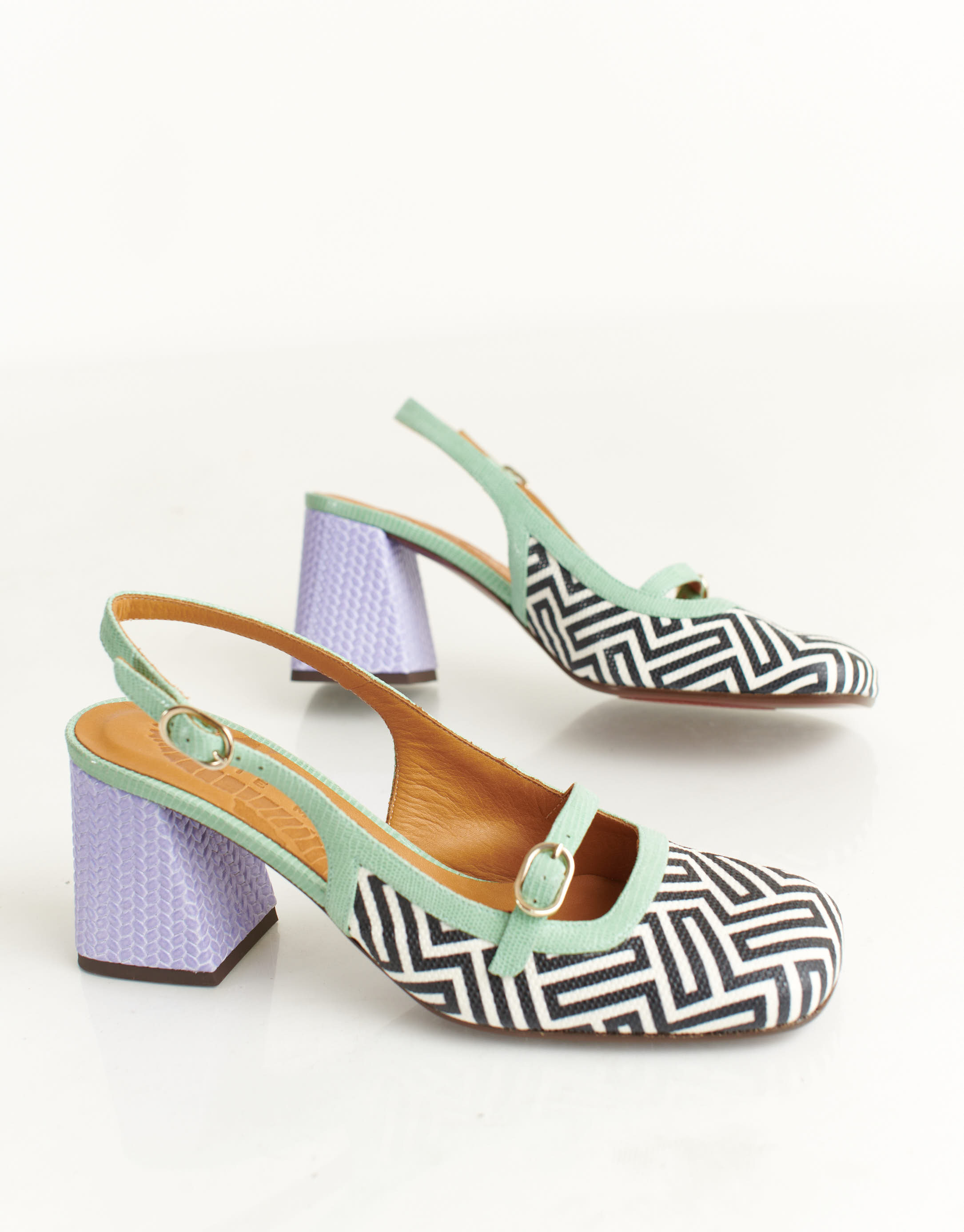 נעלי נשים - Chie Mihara - סנדלי עקב SUNAMI - ירוק   סגול2
