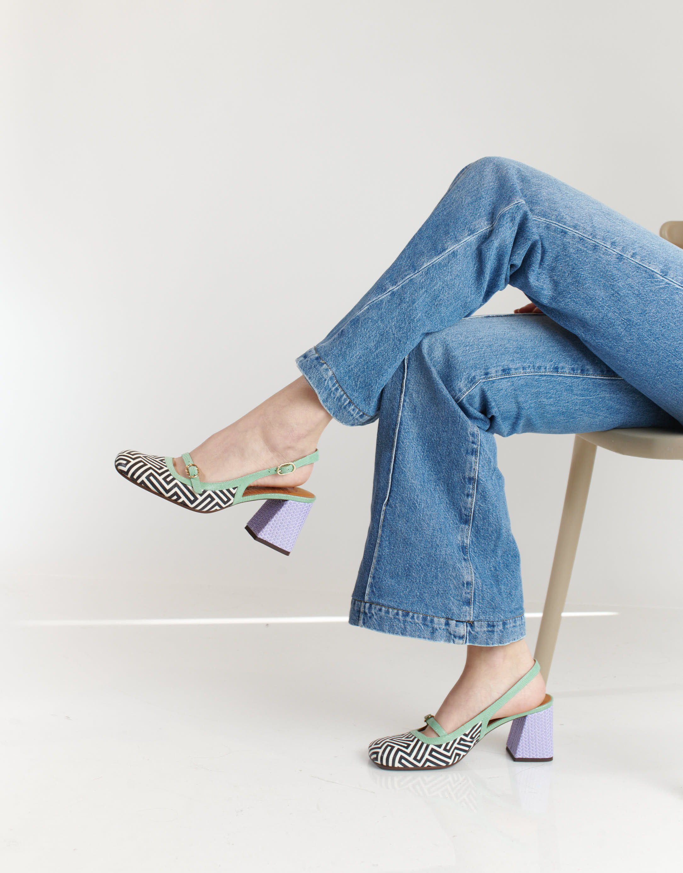 נעלי נשים - Chie Mihara - סנדלי עקב SUNAMI - ירוק   סגול3