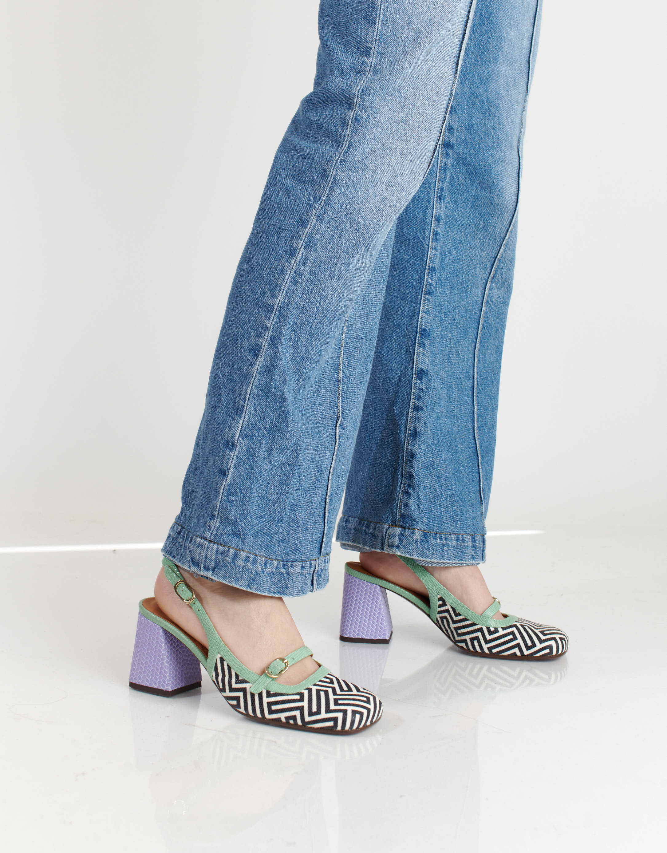 נעלי נשים - Chie Mihara - סנדלי עקב SUNAMI - ירוק   סגול4