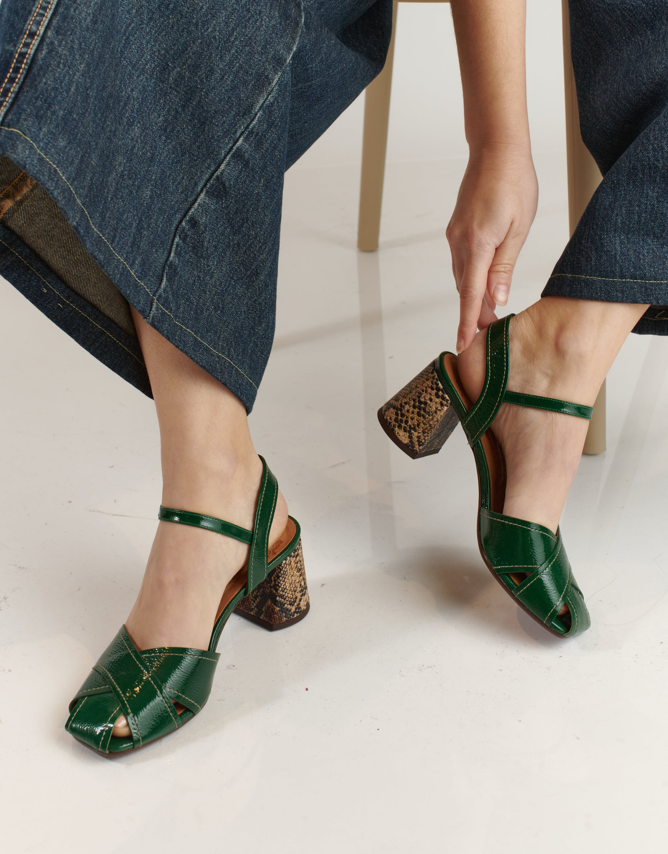 נעלי נשים - Chie Mihara - סנדלי עקב ROLEY - ירוק4