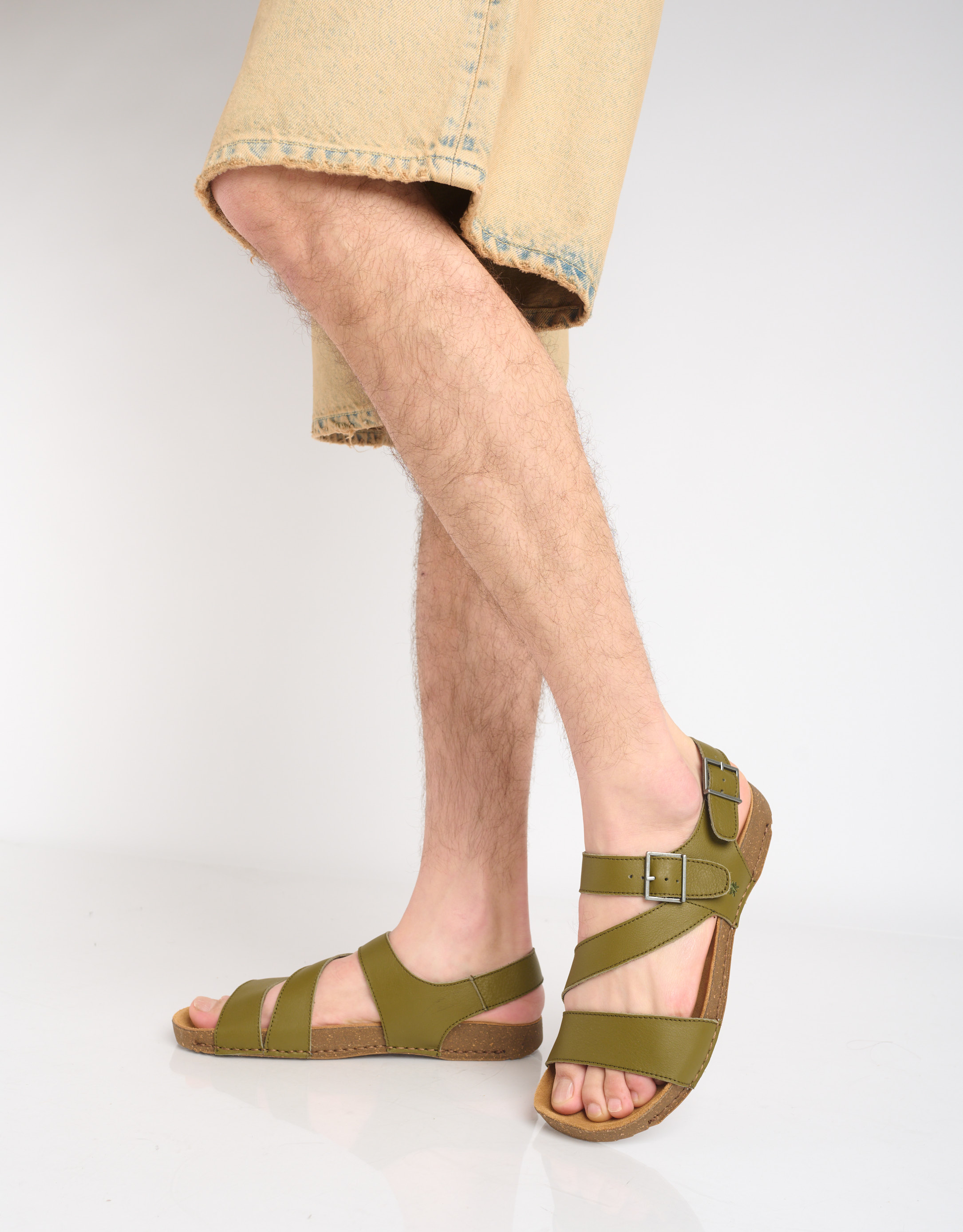 נעלי גברים - Art - סנדלי עור I BREATHE - חאקי3