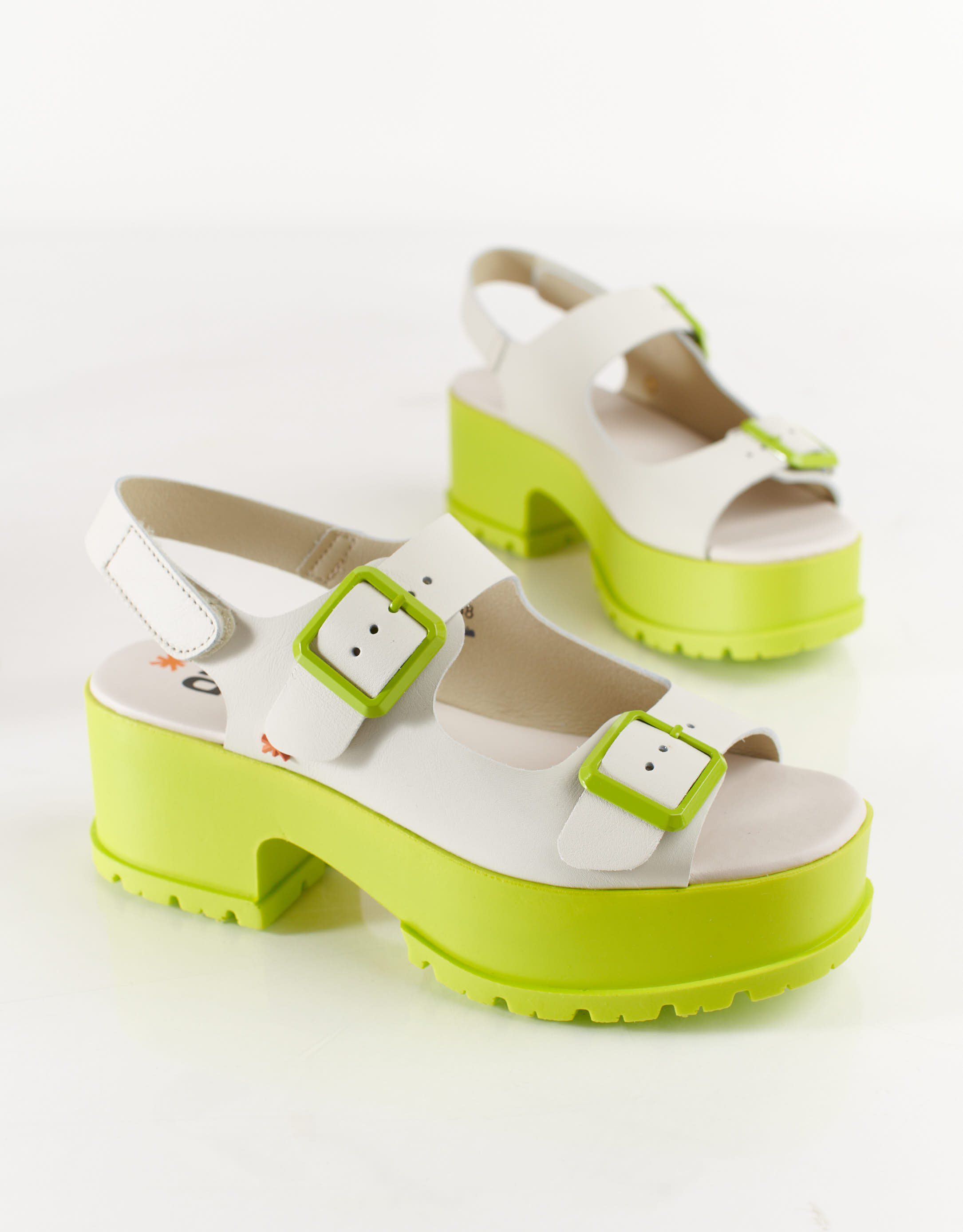 נעלי נשים - Art - סנדלי פלטפורמה MANCHESTER - לבן   ירוק2