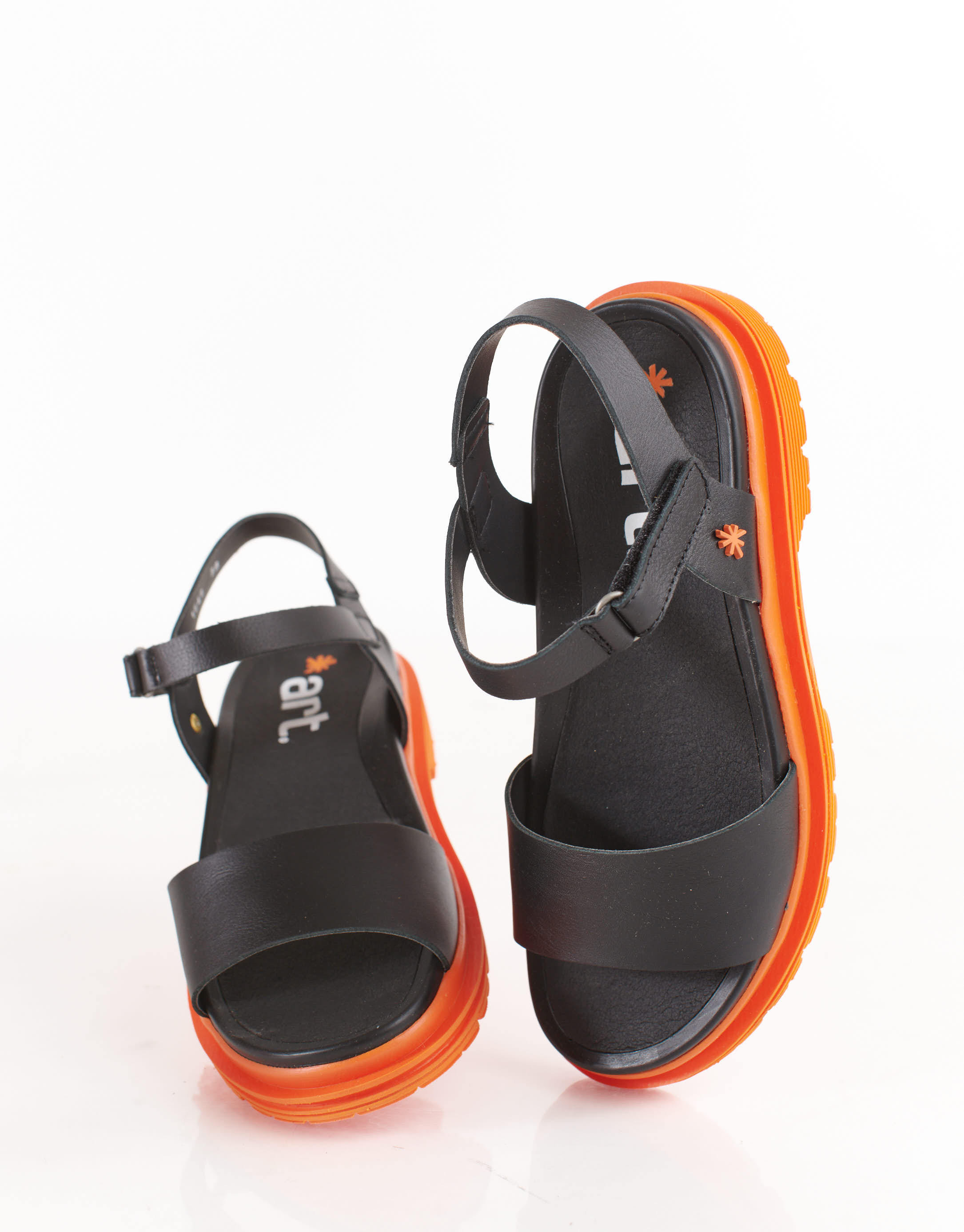 נעלי נשים - Art - סנדלי עור BIRMINGHAM - שחור כתום2