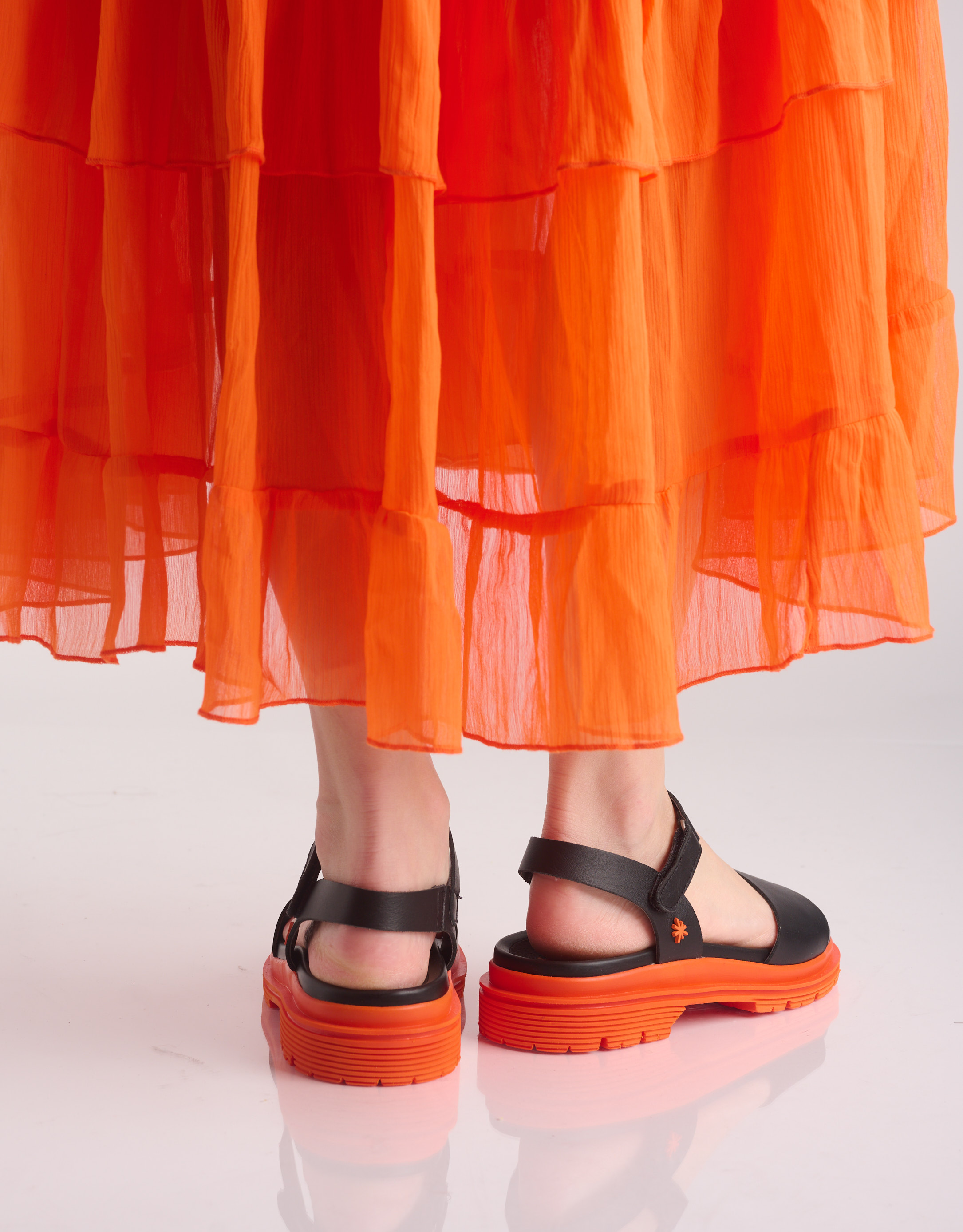 נעלי נשים - Art - סנדלי עור BIRMINGHAM - שחור כתום4