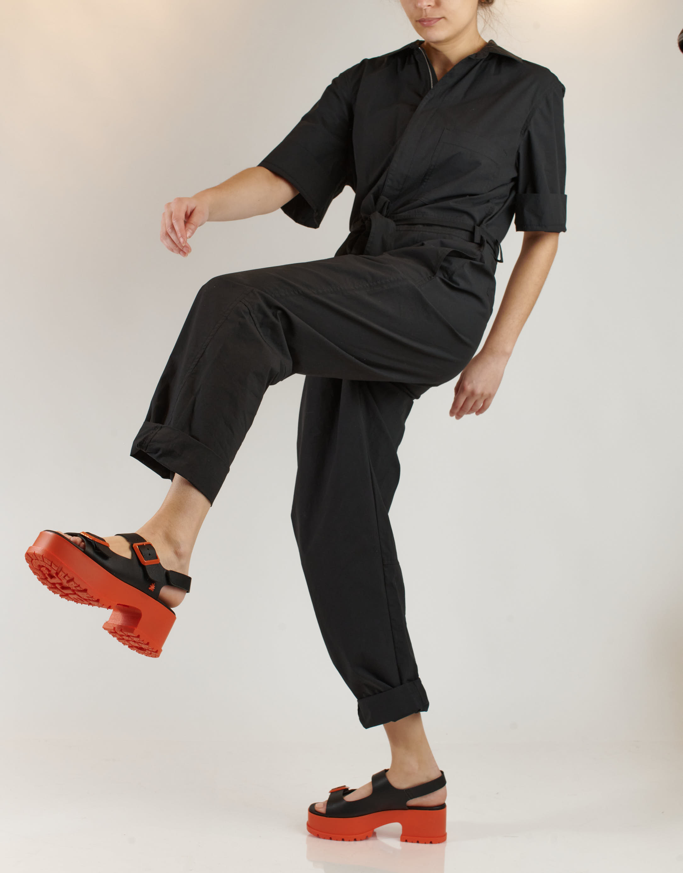 נעלי נשים - Art - סנדלי פלטפורמה MANCHESTER - שחור כתום4