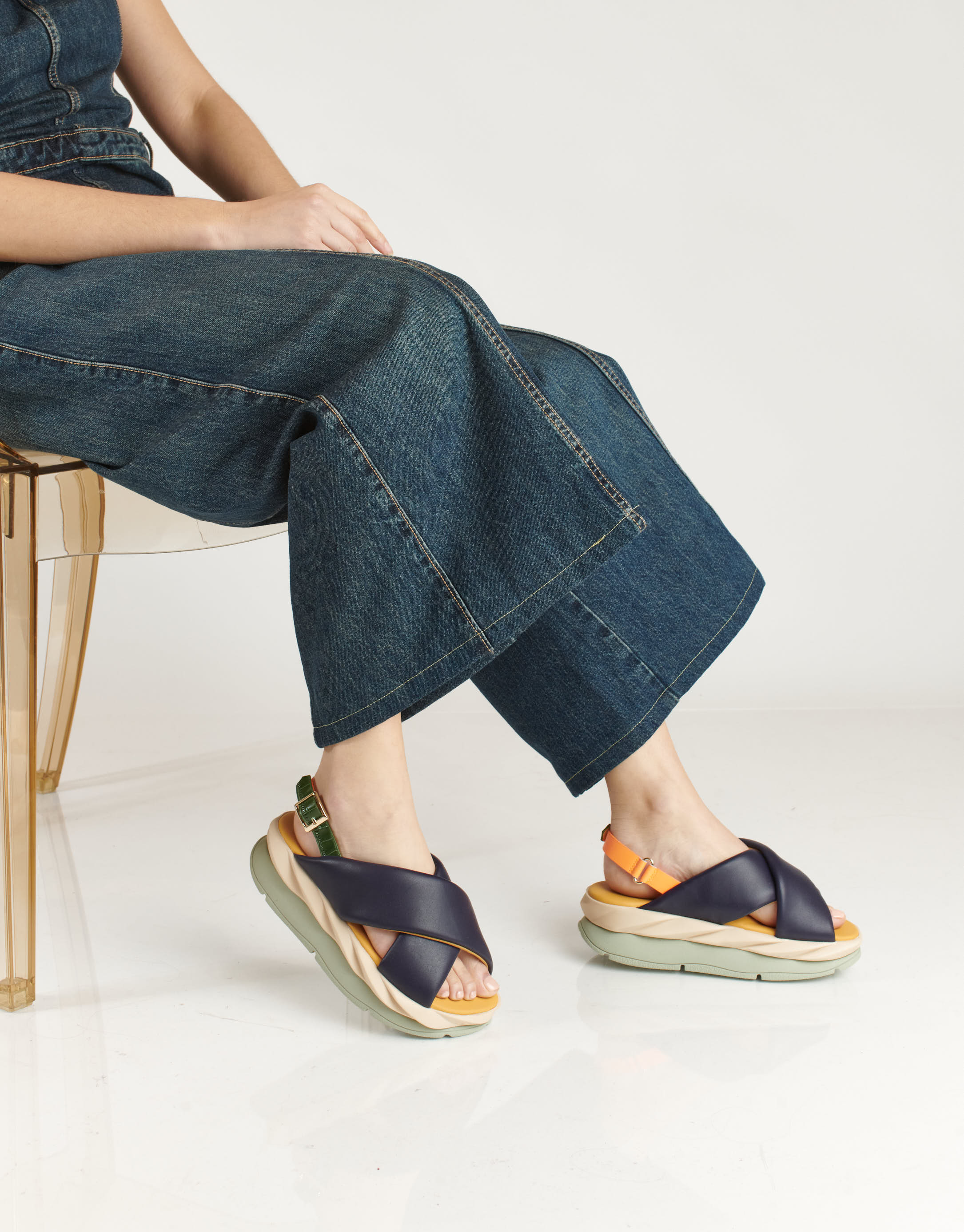 נעלי נשים - 4CCCCEES - סנדלי פלטפורמה X MELLOW - כחול2