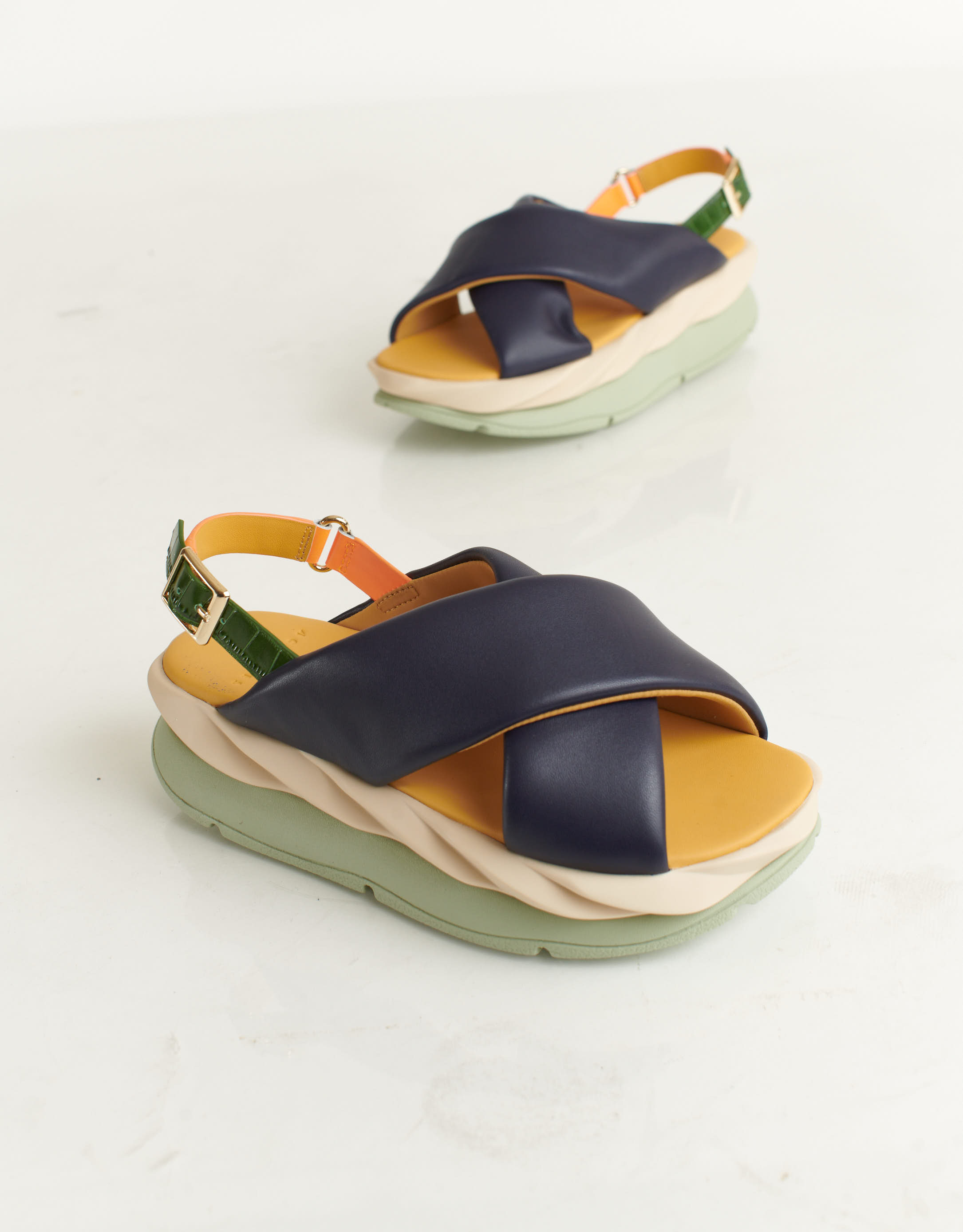 נעלי נשים - 4CCCCEES - סנדלי פלטפורמה X MELLOW - כחול3