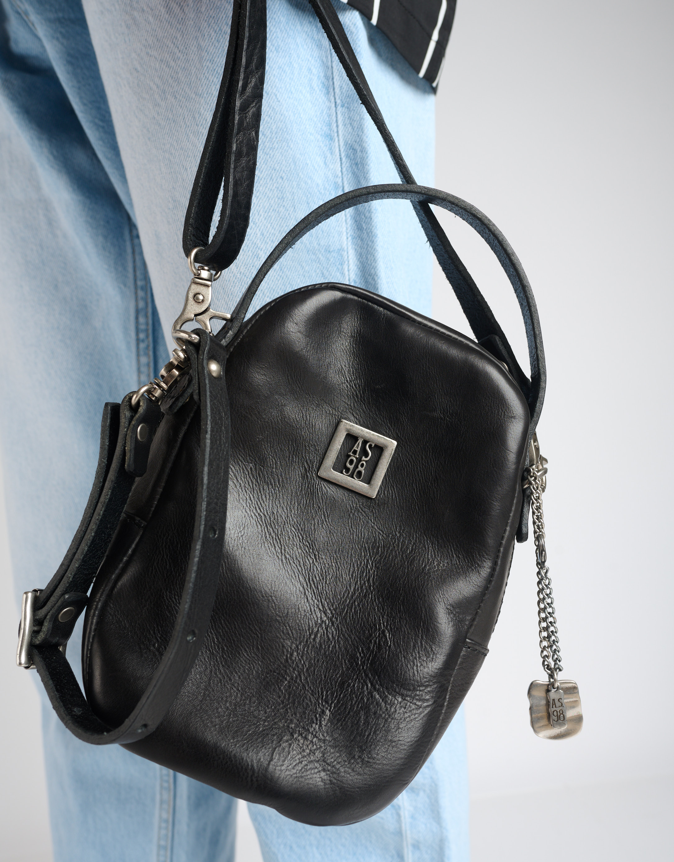 נעלי נשים - A.S. 98 - תיק עור קטן LUCIANA - שחור3