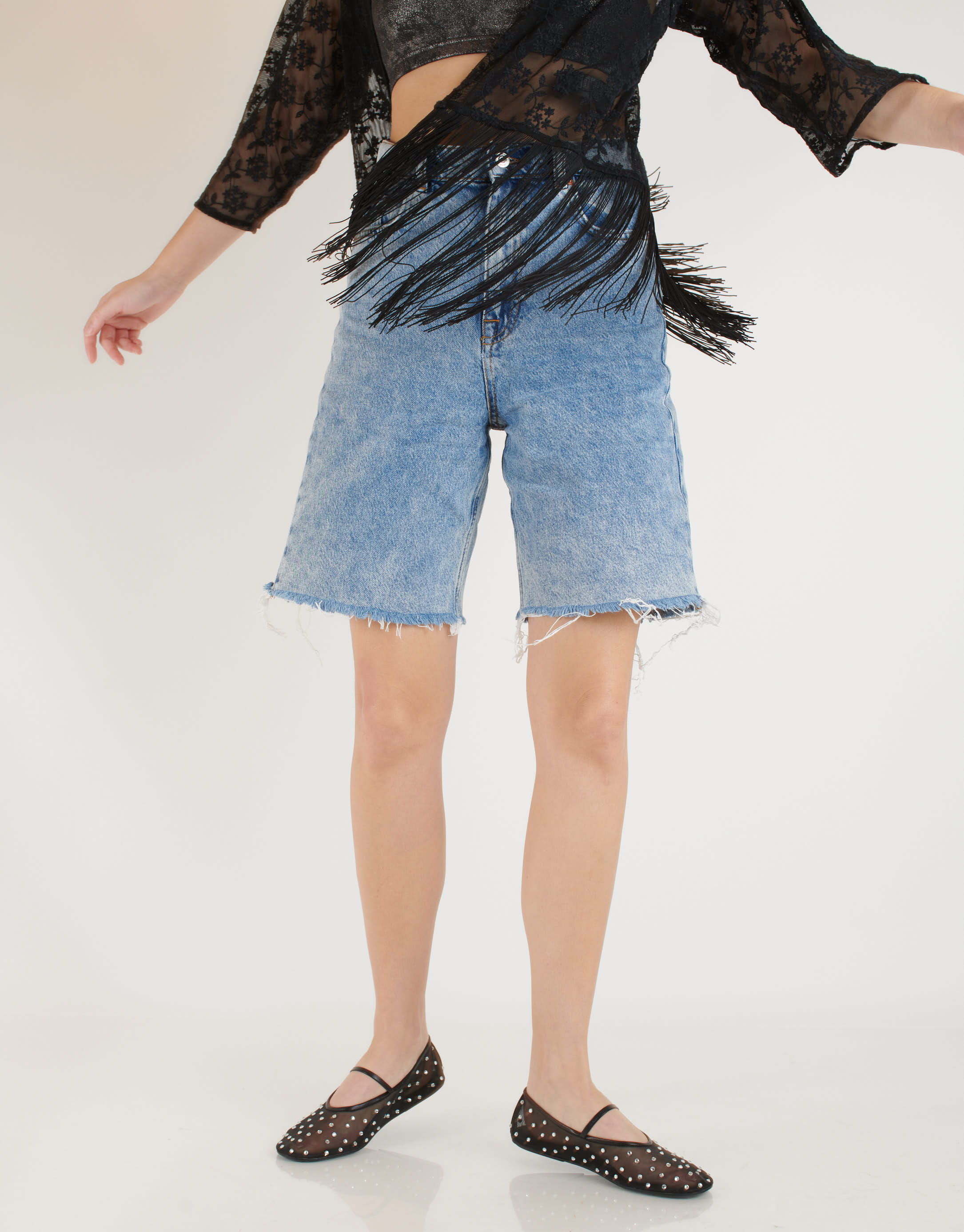 נעלי נשים - Jeffrey Campbell - נעלי בובה SWAN יהלומים - שחור2