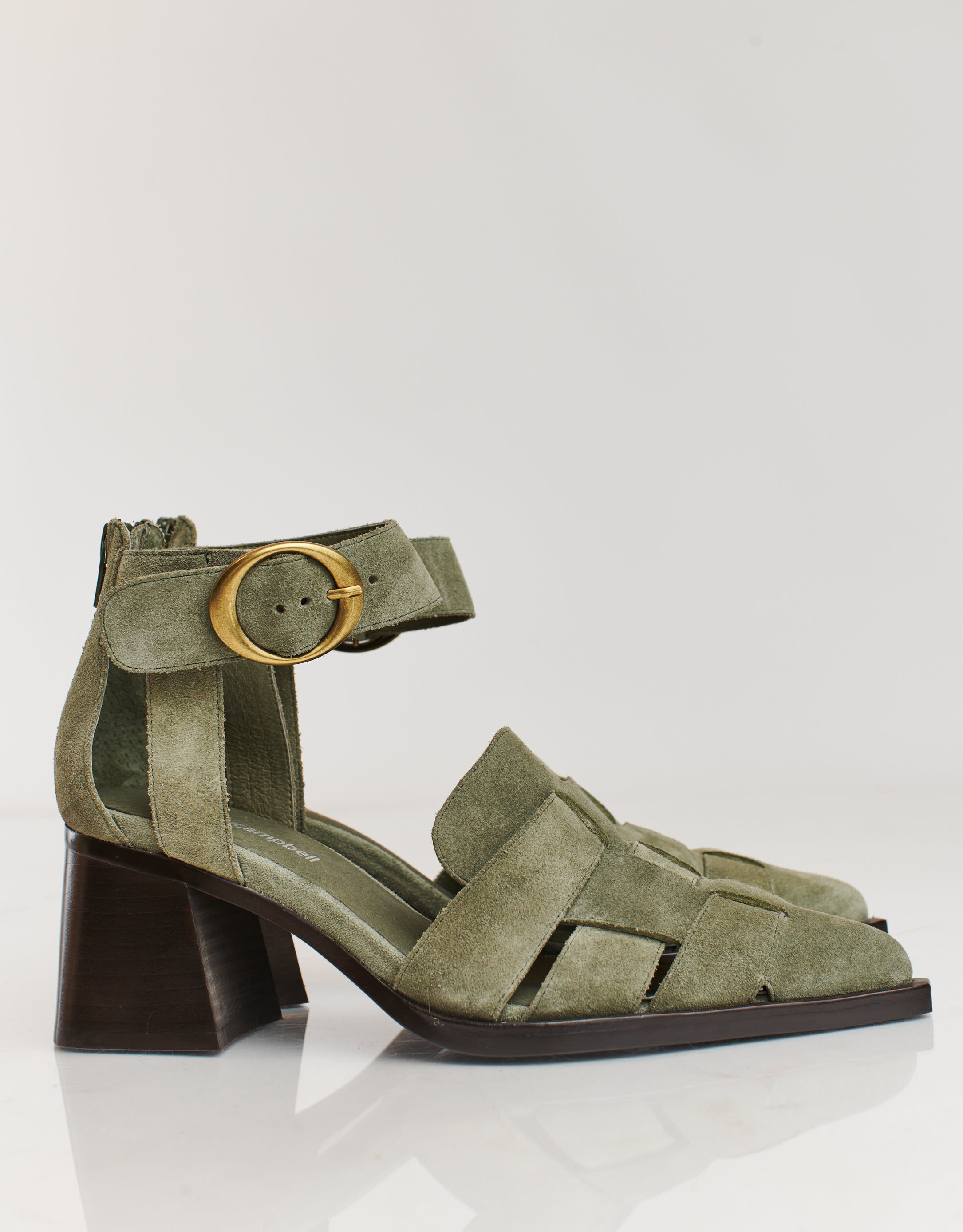 נעלי נשים - Jeffrey Campbell - סנדלי עקב מזמש MARIA - חאקי2