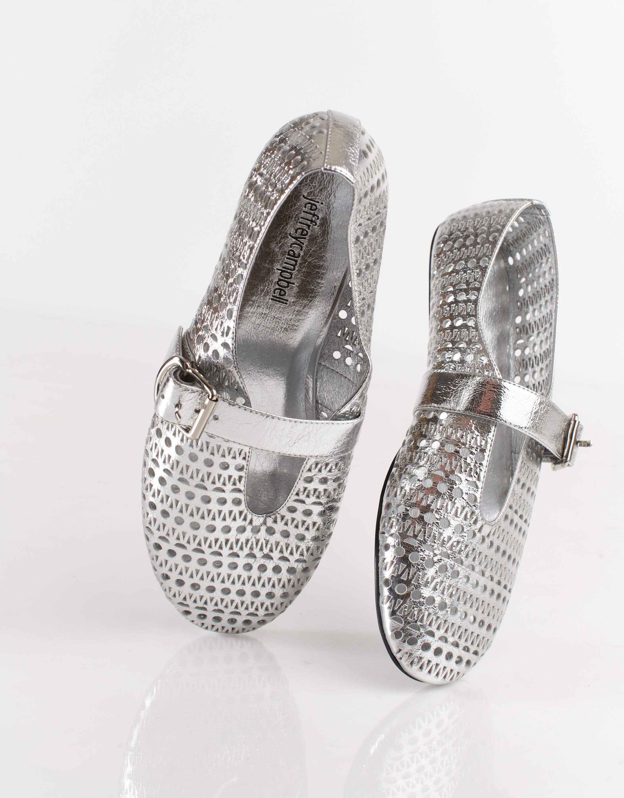 נעלי נשים - Jeffrey Campbell - נעלי בובה מטאליות SHELLY - כסף3