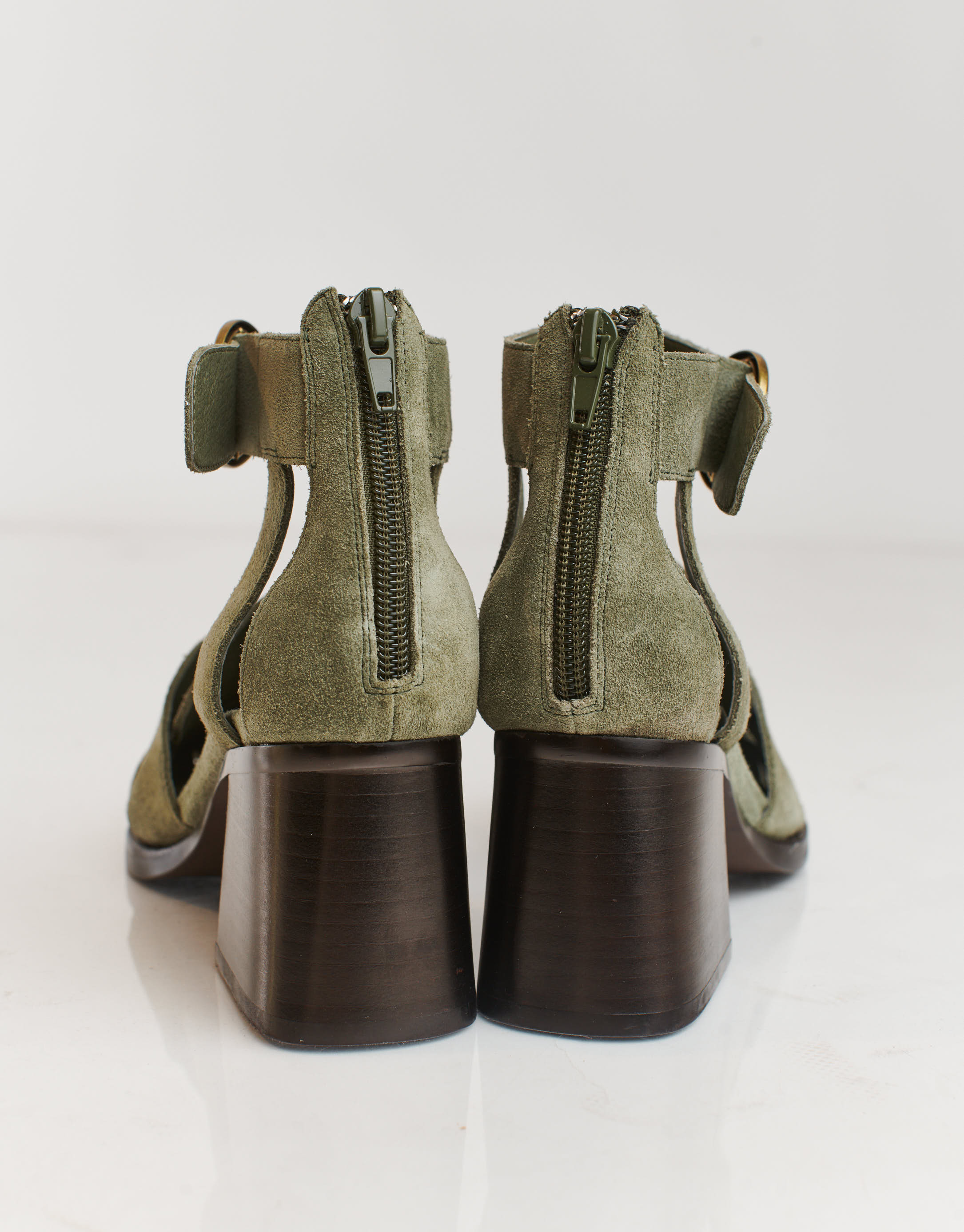 נעלי נשים - Jeffrey Campbell - סנדלי עקב מזמש MARIA - חאקי4