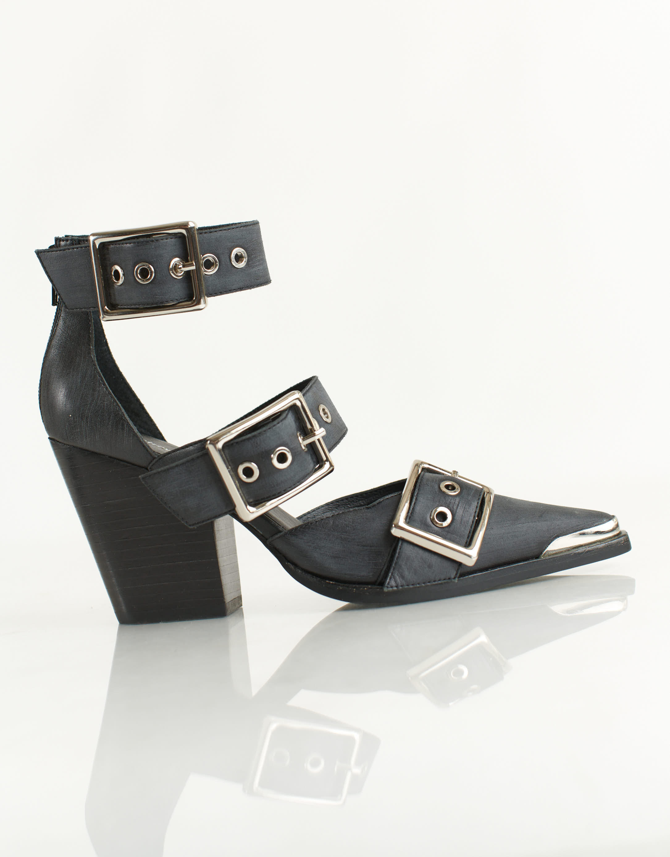 נעלי נשים - Jeffrey Campbell - נעלי אבזמים DOMINUS - שחור2