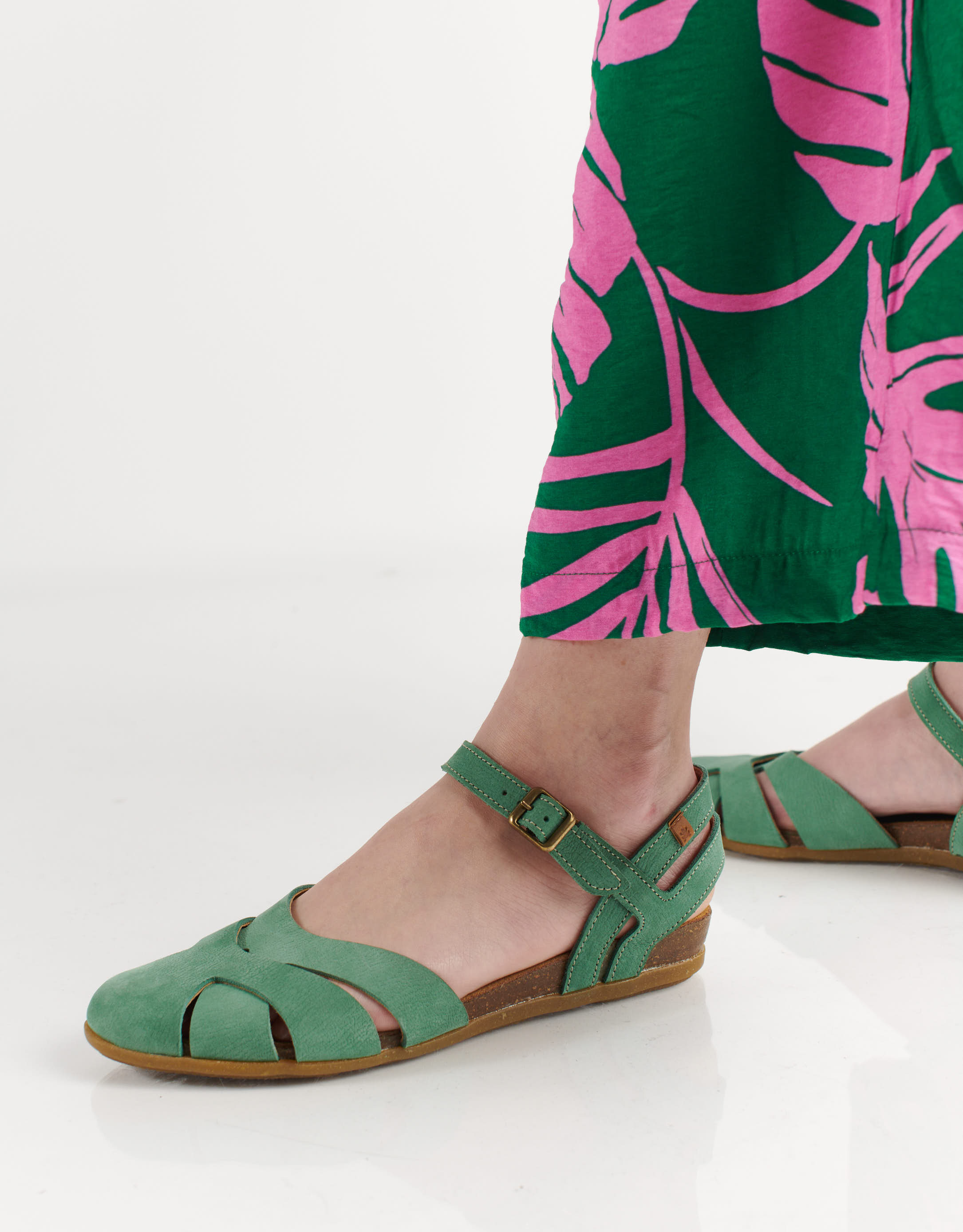 נעלי נשים - El Naturalista - סנדלי עור  STELLA - ירוק3