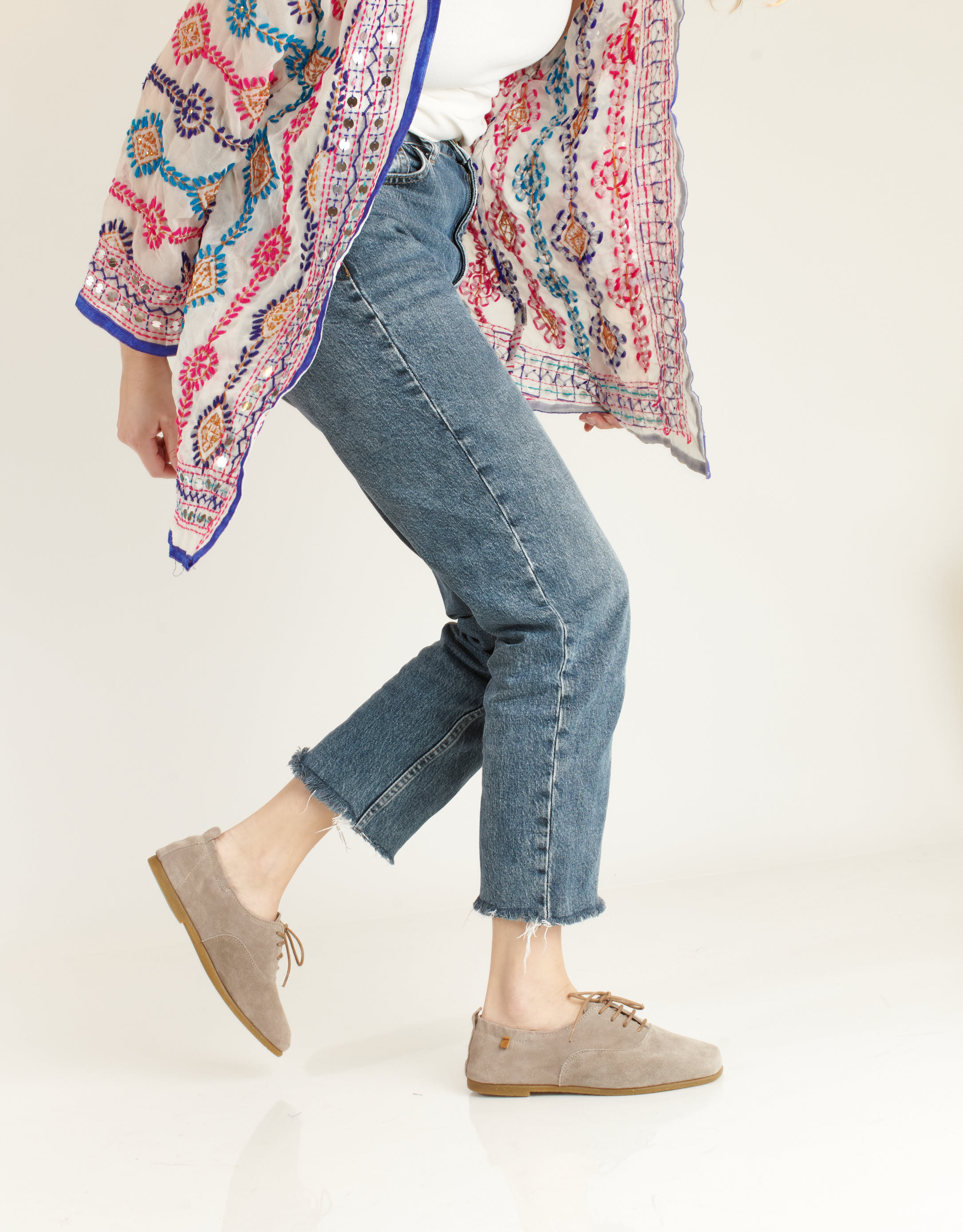 נעלי נשים - El Naturalista - נעלי עור שטוחות CROCHE - אפור3