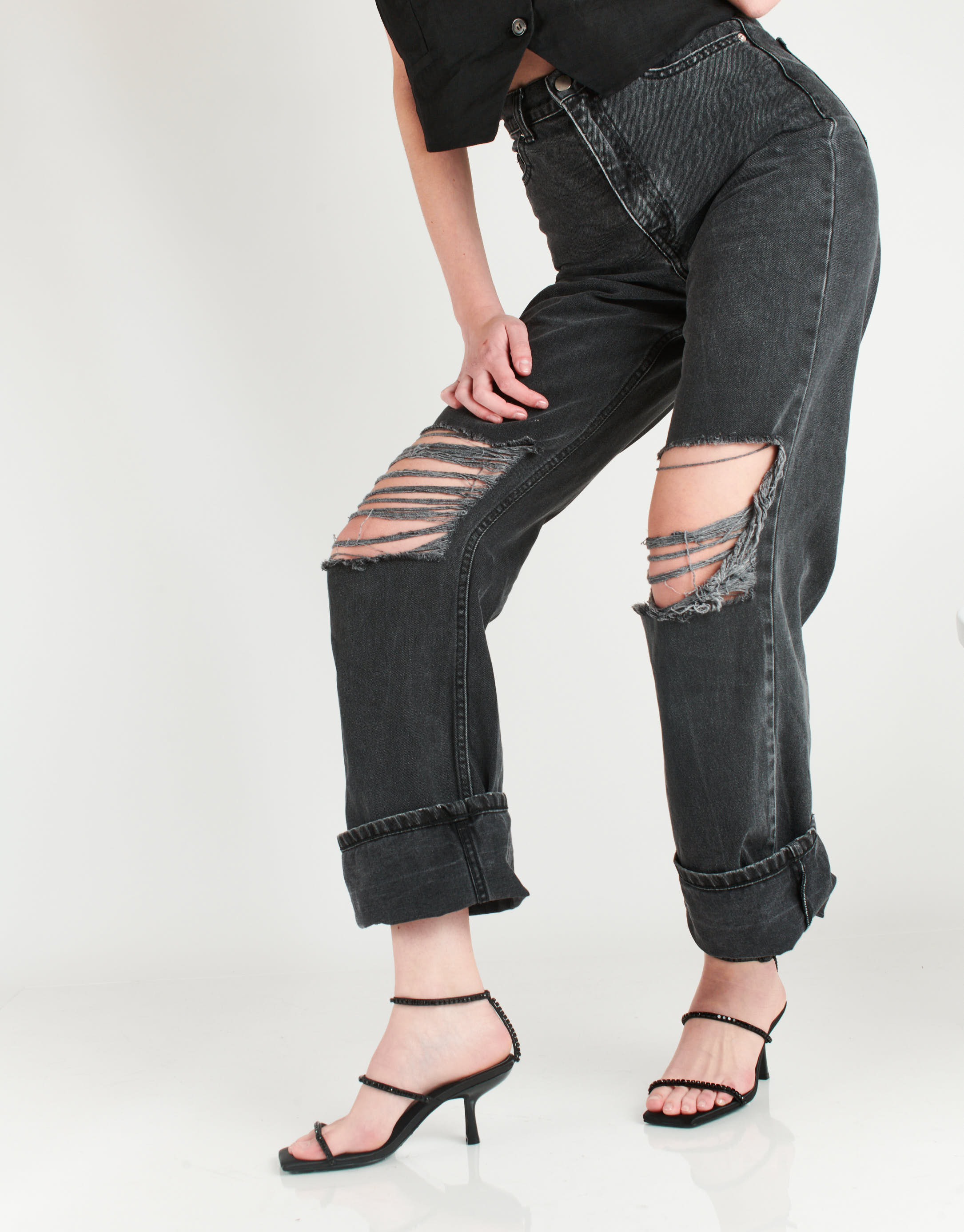 נעלי נשים - Jeffrey Campbell - סנדלי עקב DRESSED UP - שחור3