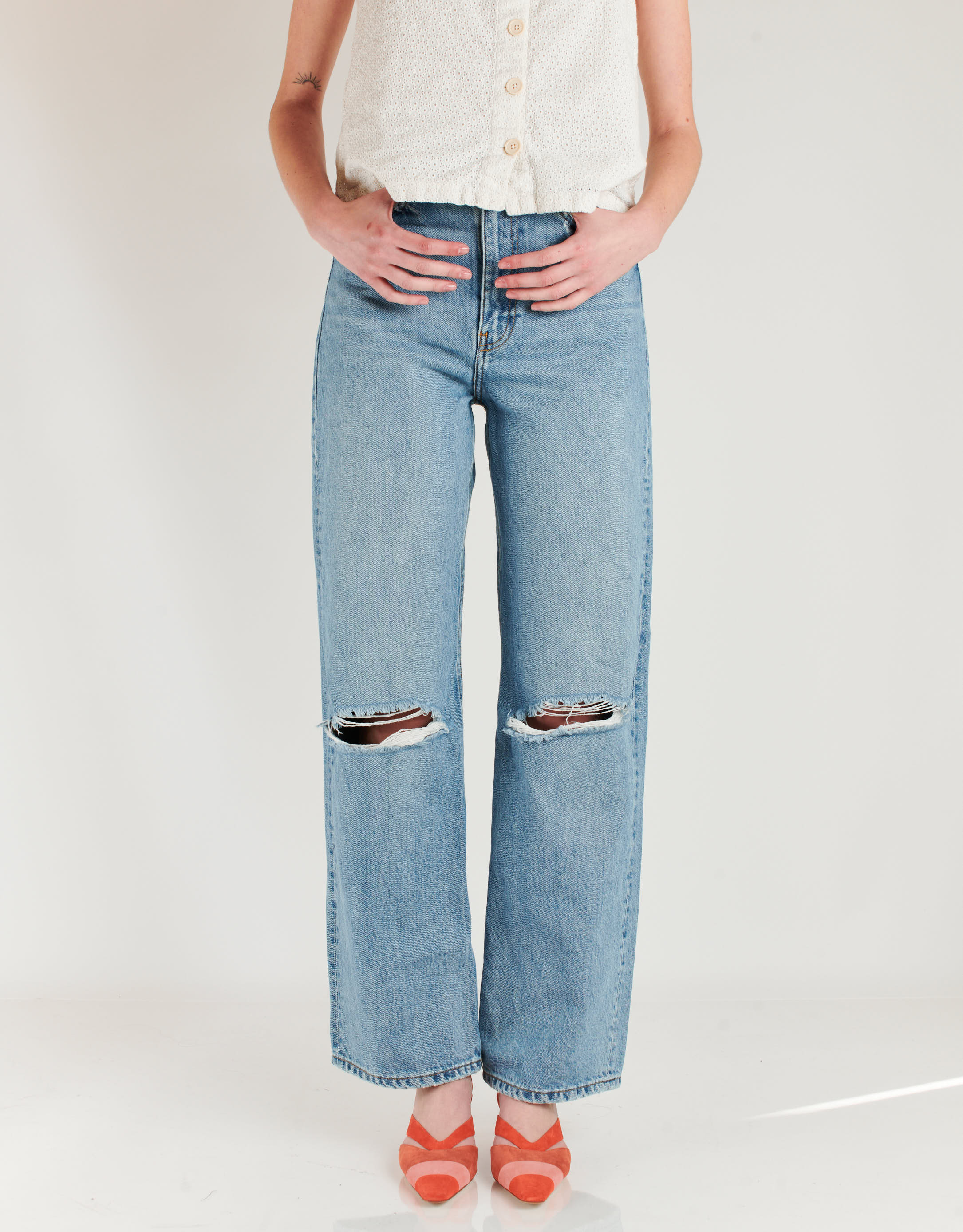 נעלי נשים - Jeffrey Campbell - סנדלי עקב מזמש EIGHT - כתום3