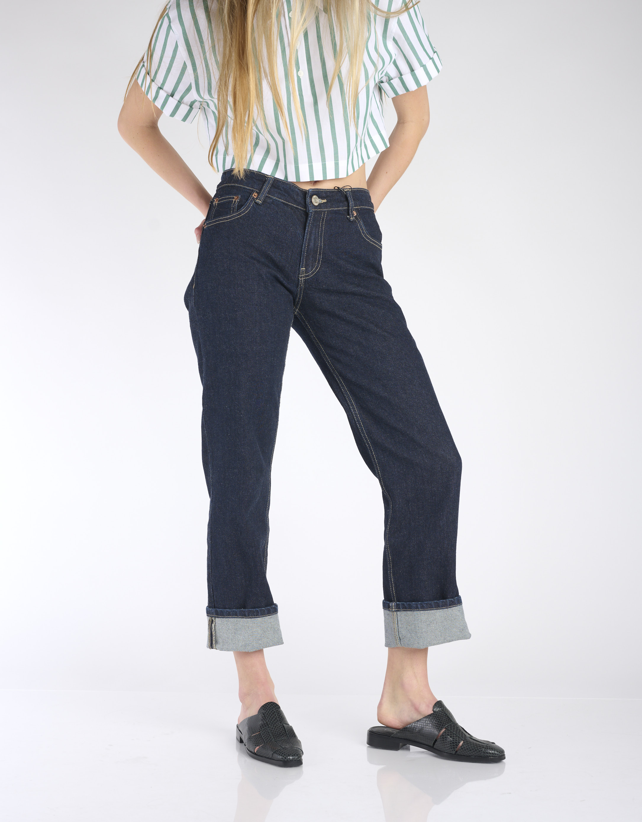 נעלי נשים - Jeffrey Campbell - כפכפי מיולז EASTIN  נחש - כחול4