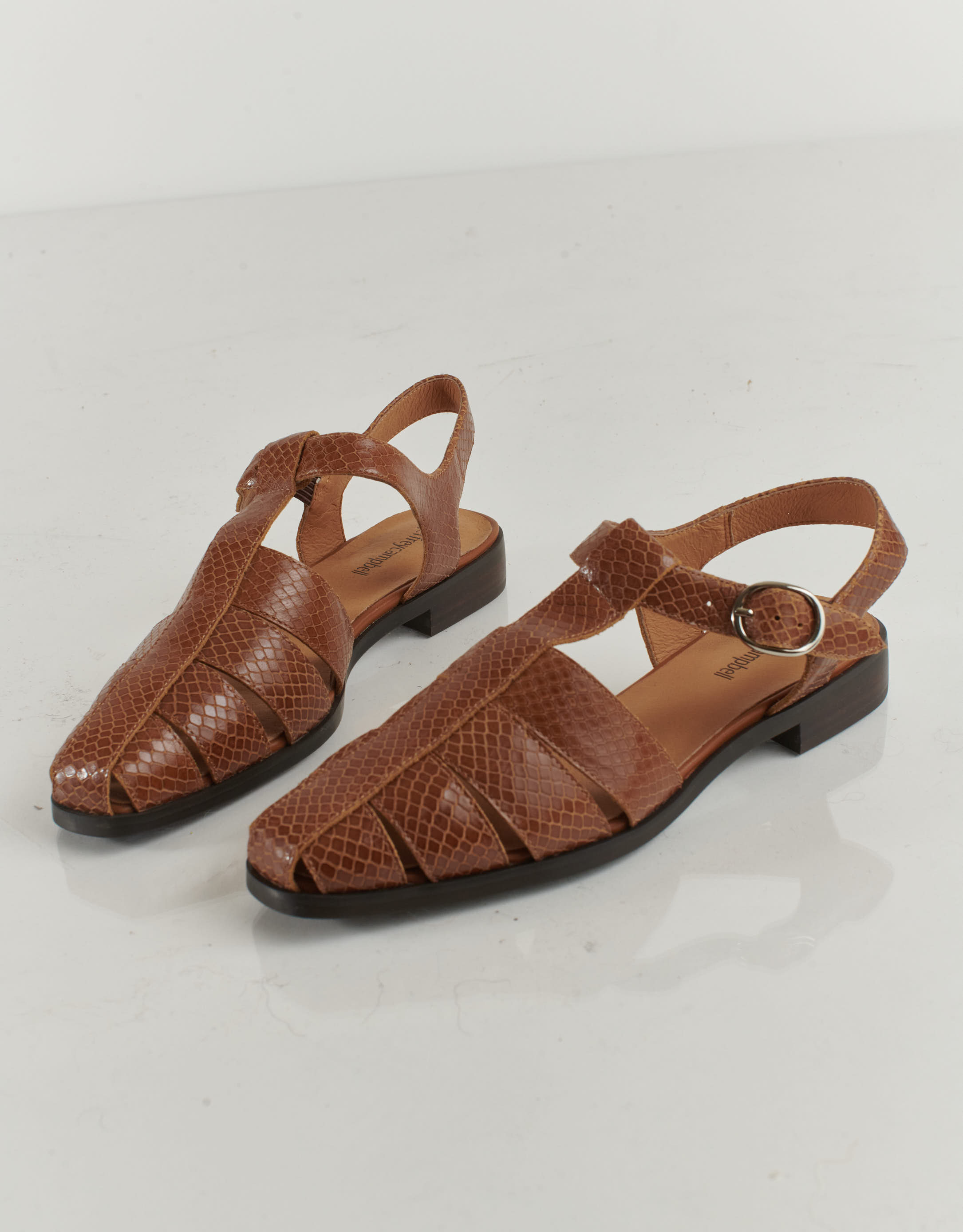 נעלי נשים - Jeffrey Campbell - סנדלי עור LANDEN  נחש - חום2