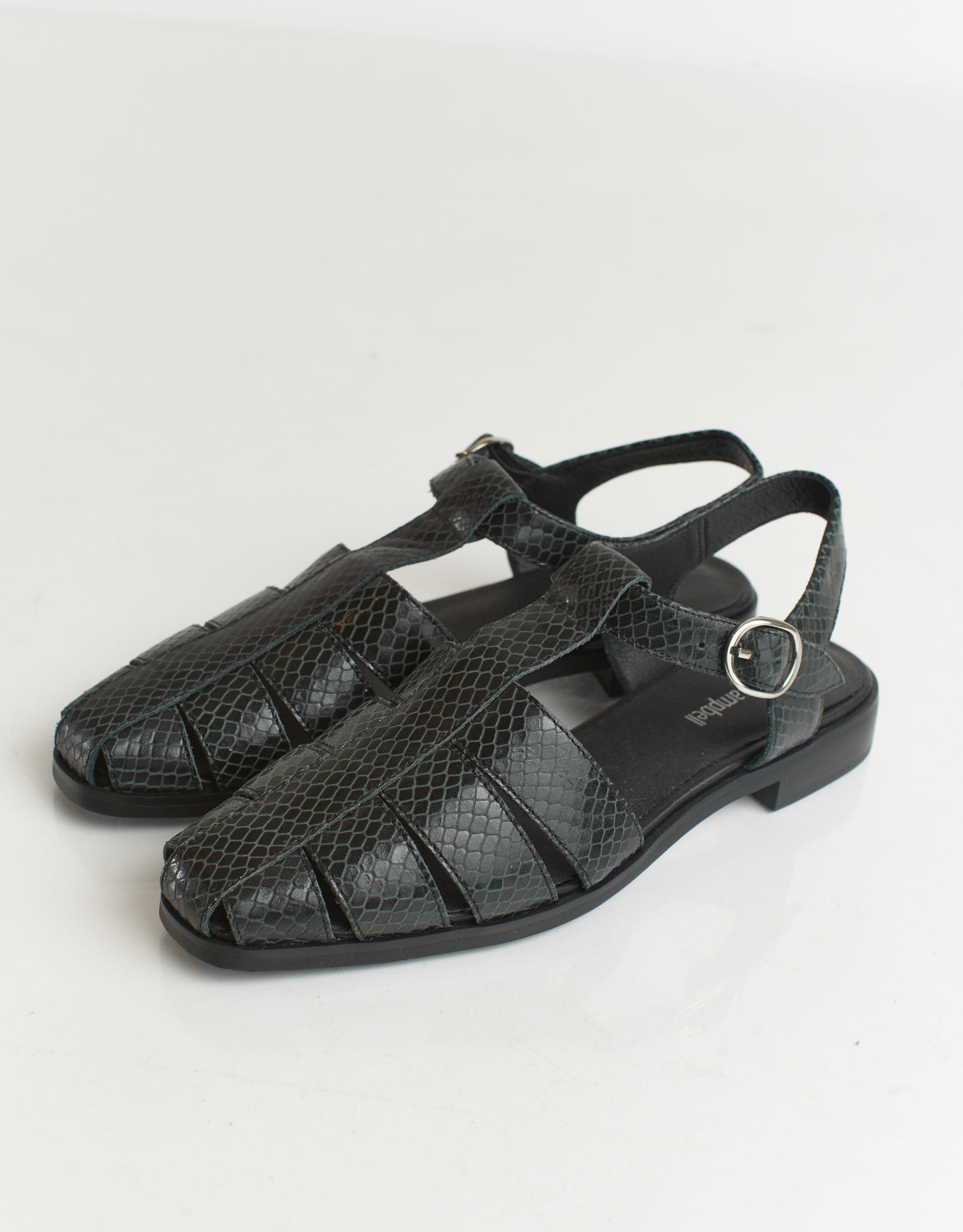 נעלי נשים - Jeffrey Campbell - סנדלי עור LANDEN  נחש - כחול4