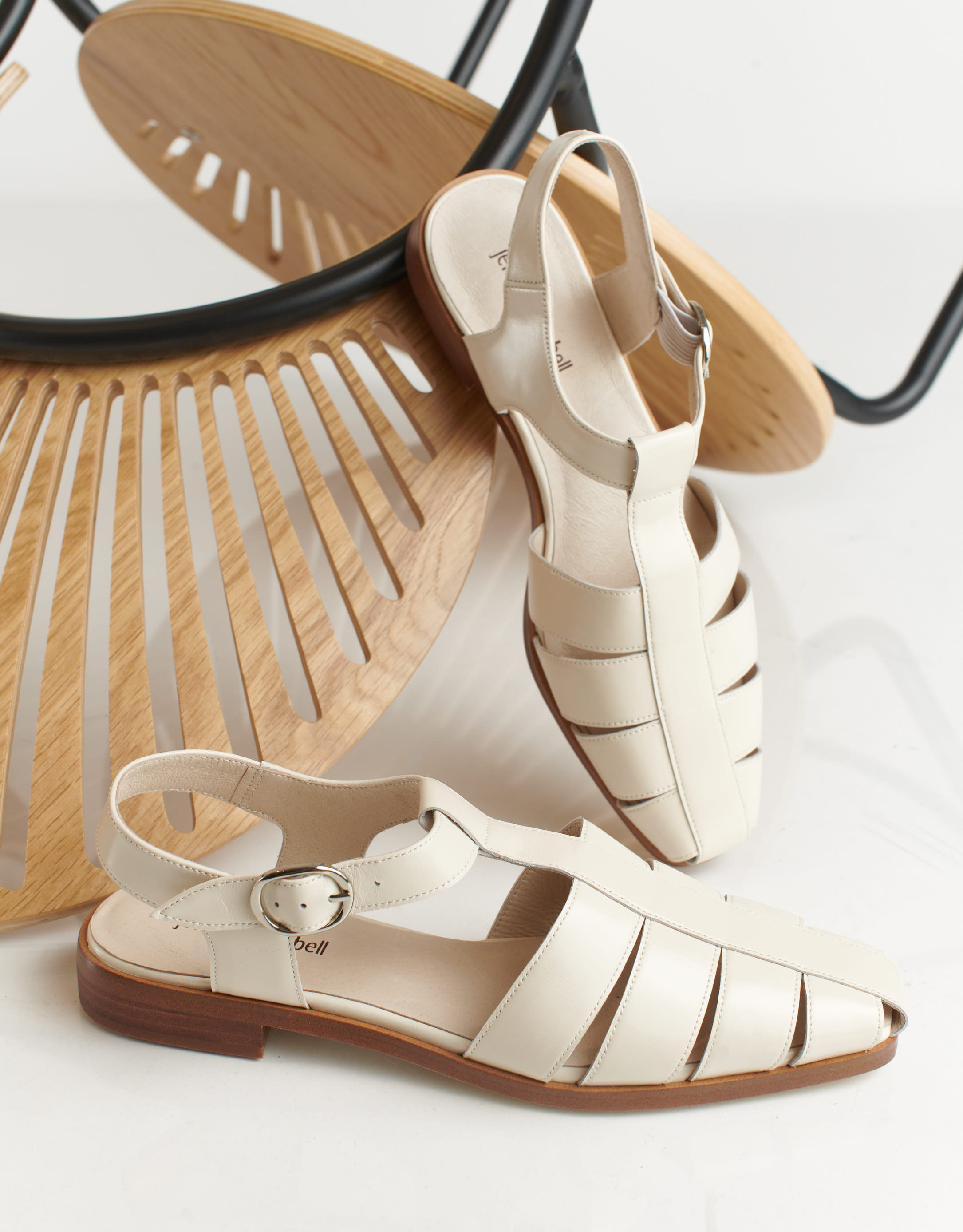 נעלי נשים - Jeffrey Campbell - סנדלי עור שטוחים LANDEN - אופוויט3