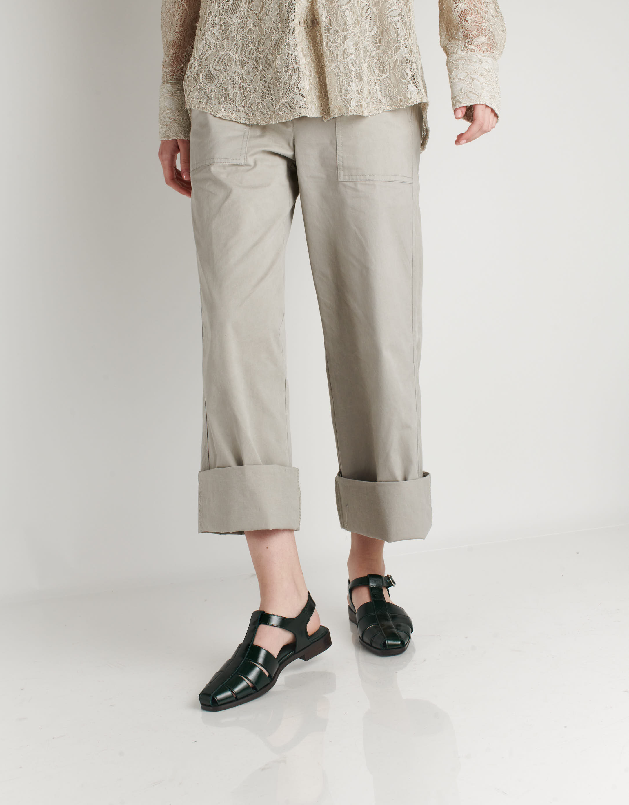 נעלי נשים - Jeffrey Campbell - סנדלי עור שטוחים LANDEN - ירוק3