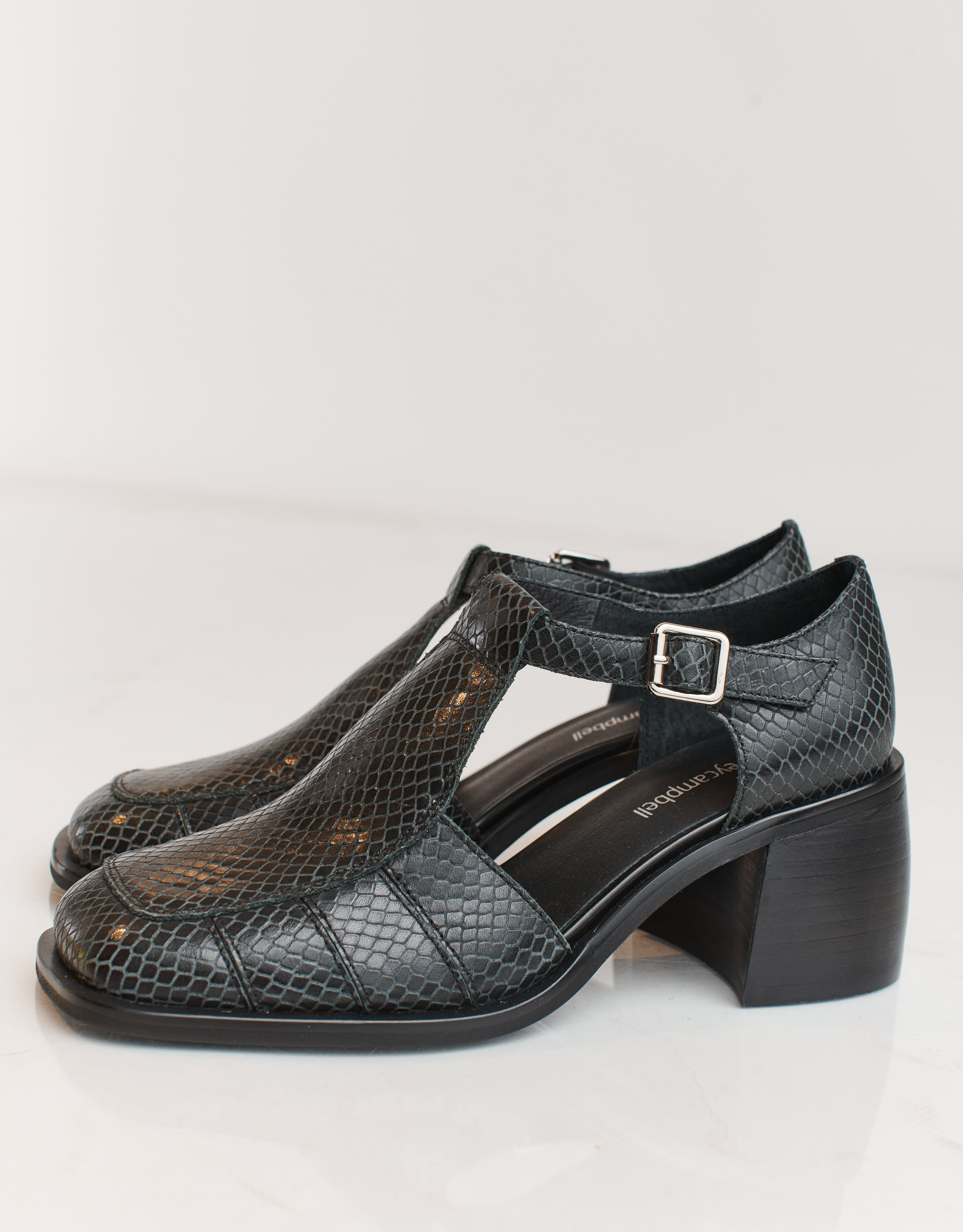 נעלי נשים - Jeffrey Campbell - סנדלים סגורים OTTO נחש - כחול2