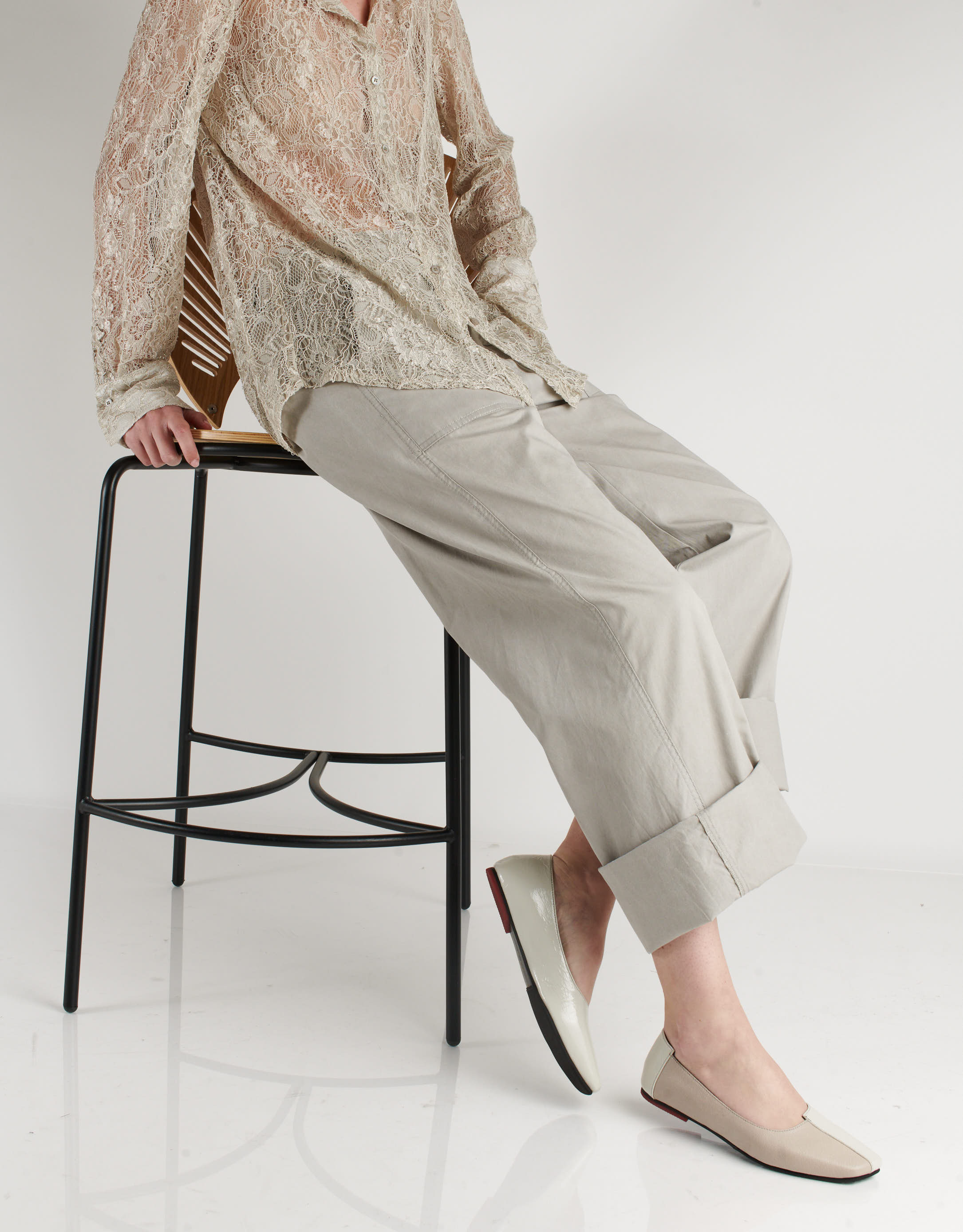 נעלי נשים - Yuko Imanishi - נעלי בלרינה ASAHI - אפור בהיר3