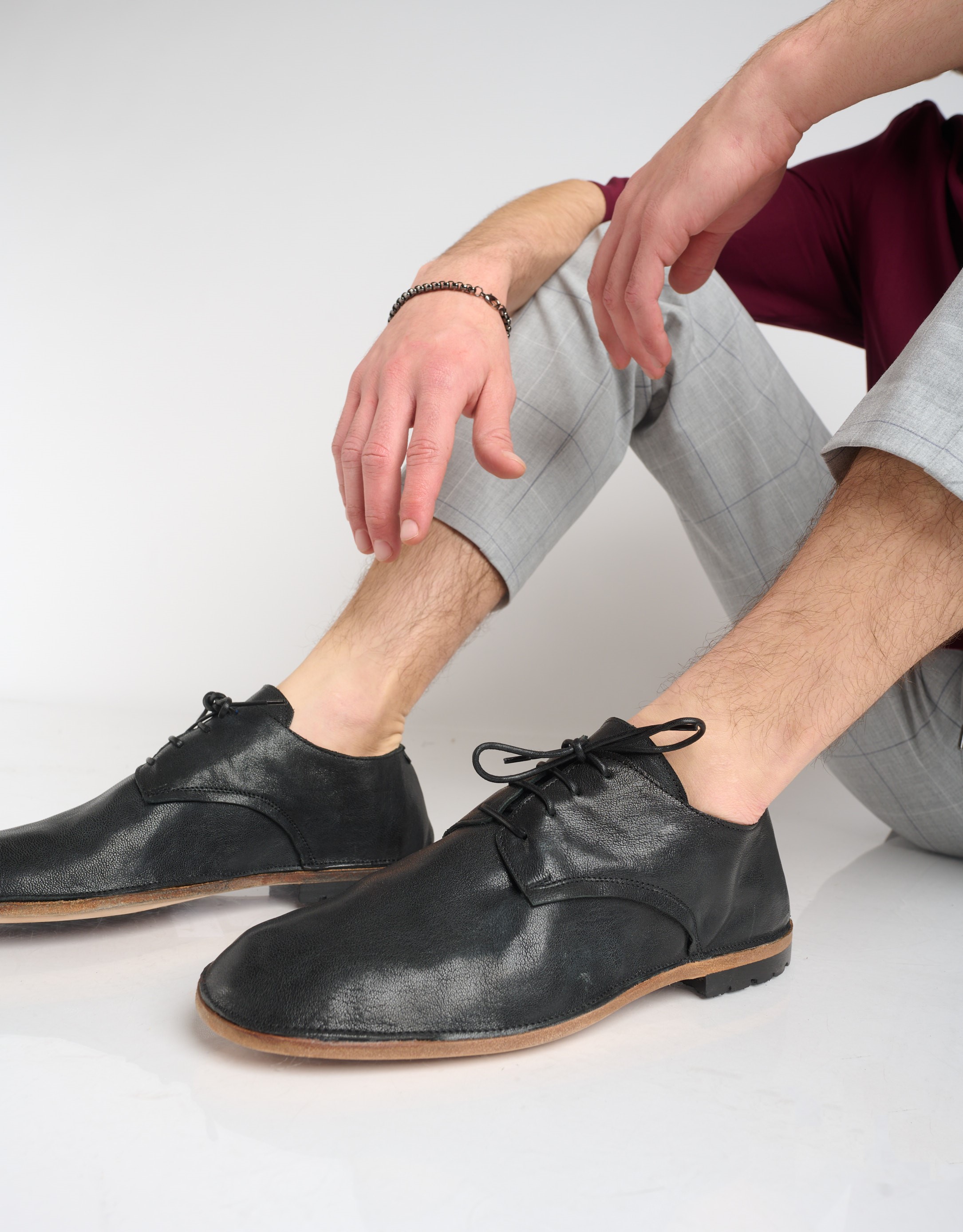 נעלי גברים - Ernesto Dolani - נעליים עם שרוכים ROMEO - שחור