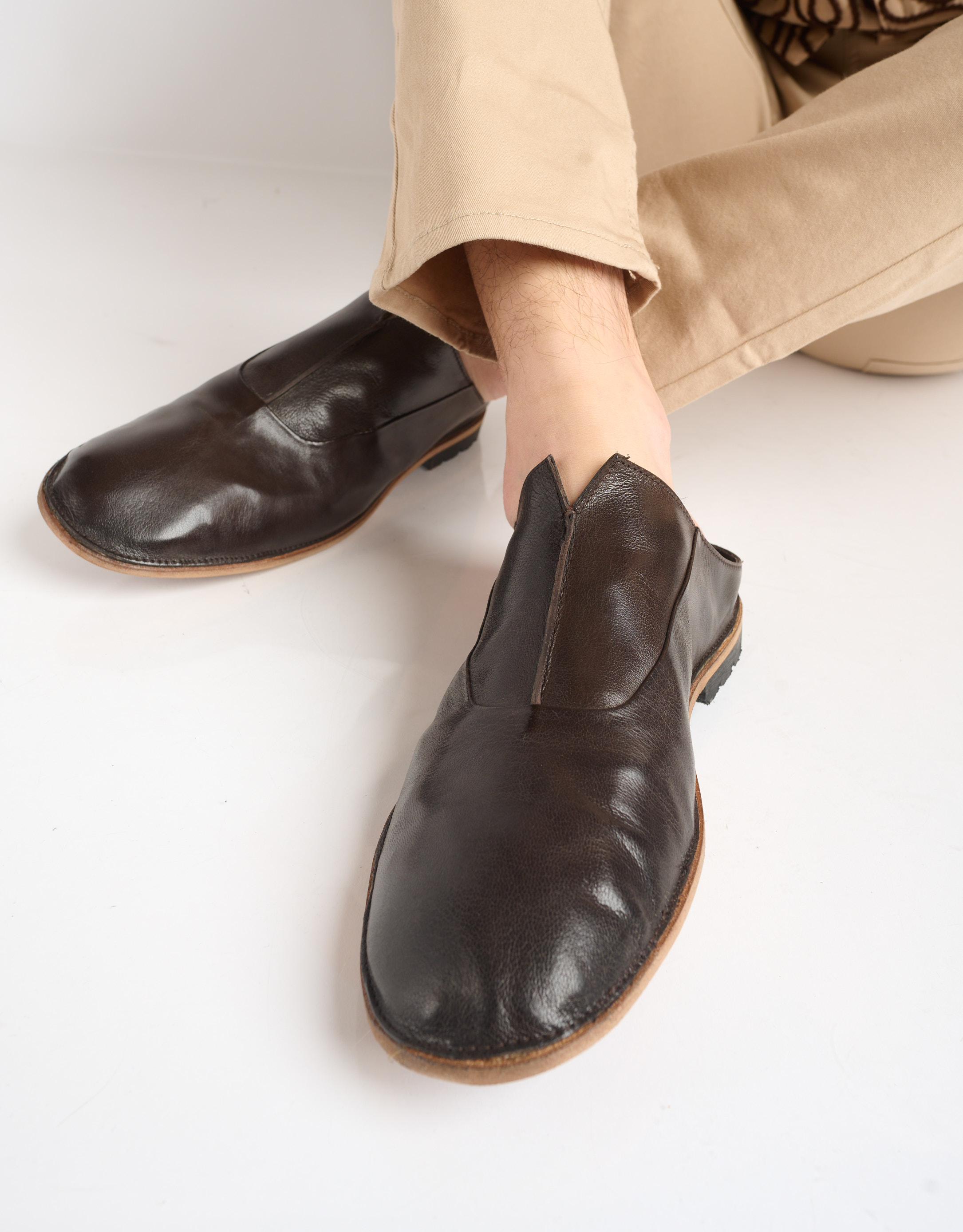 נעלי גברים - Ernesto Dolani - כפכפי עור ROMEO - חום כהה3