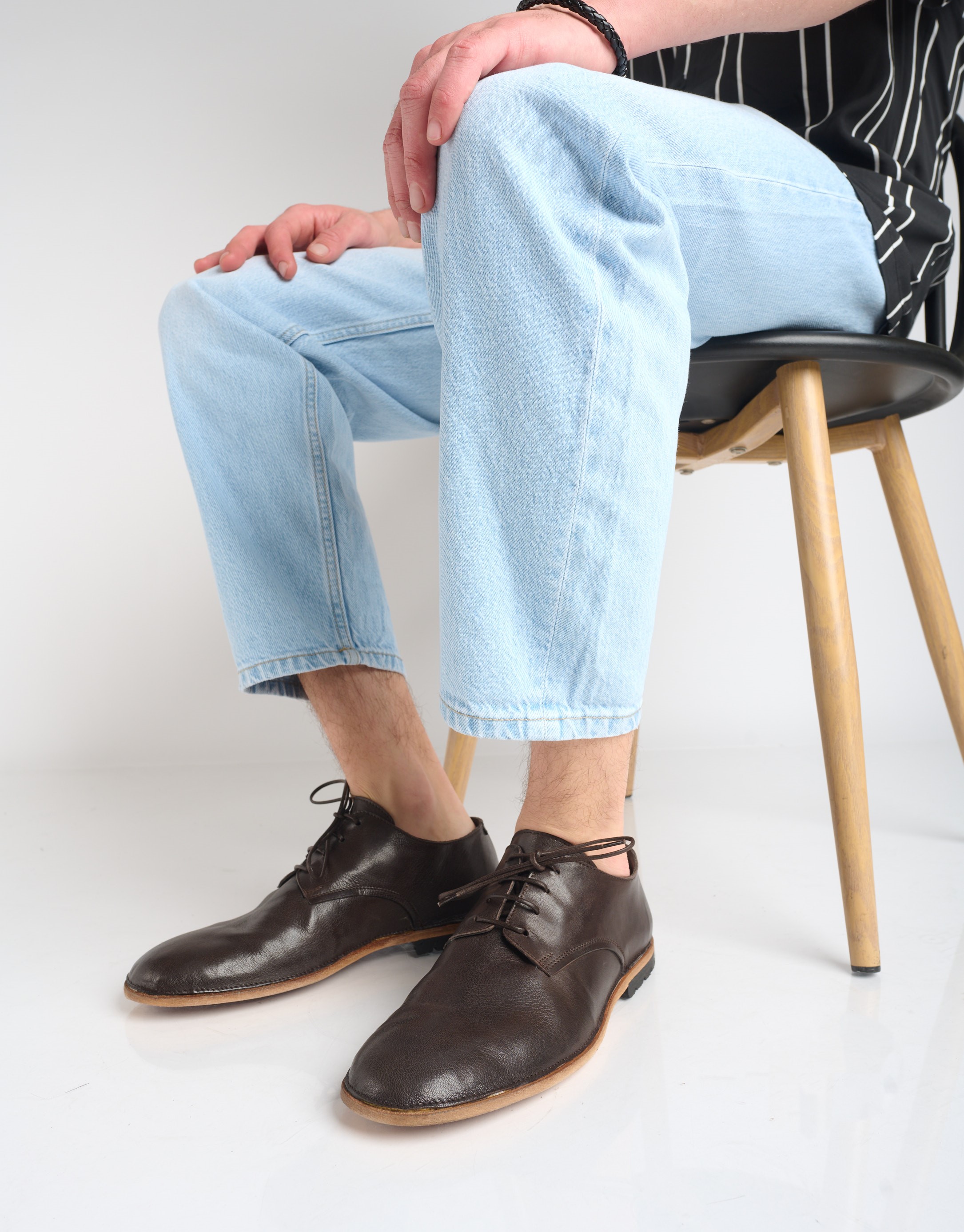 נעלי גברים - Ernesto Dolani - נעליים עם שרוכים ROMEO - חום כהה3