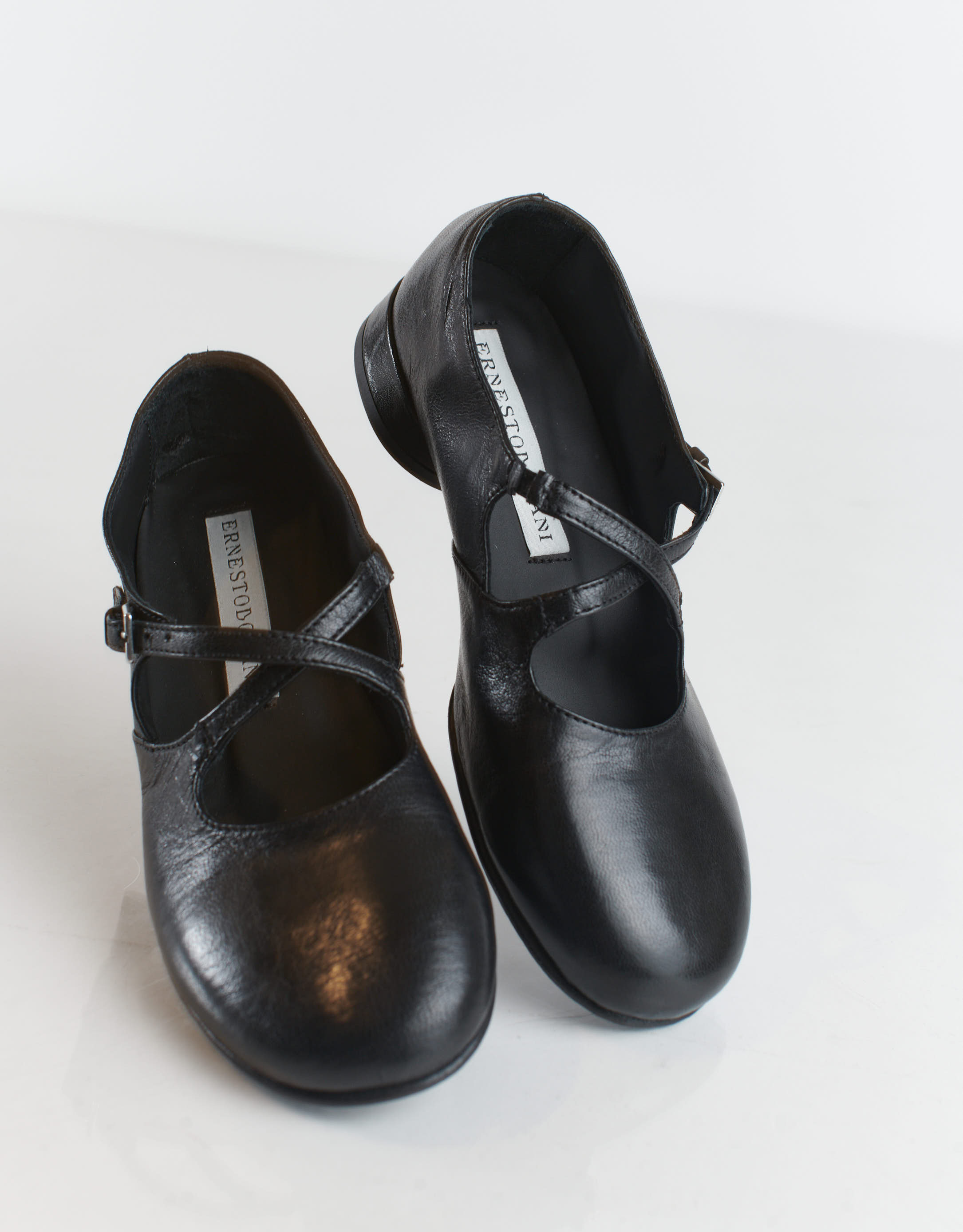 נעלי נשים - Ernesto Dolani - נעלי עור רצועת  איקס GALA - שחור2