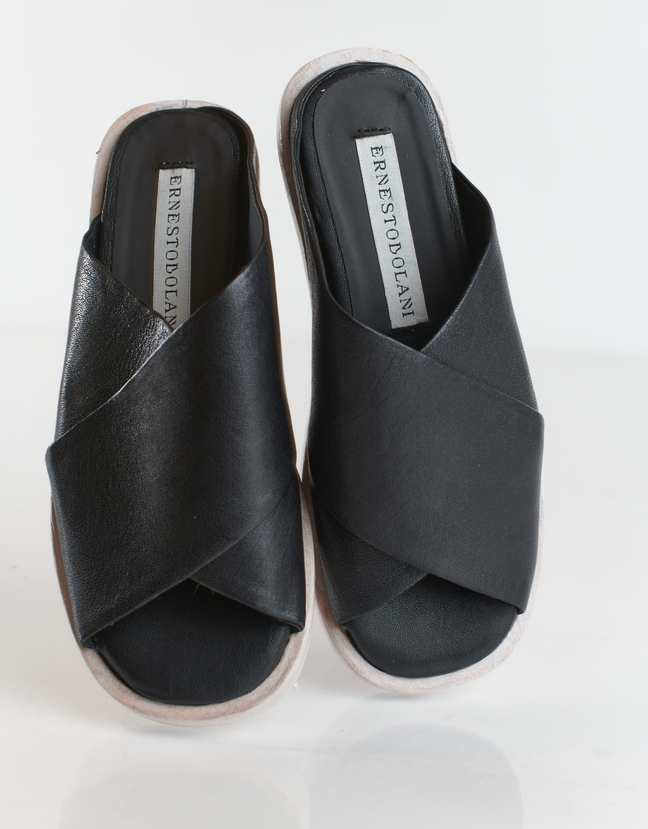 נעלי נשים - Ernesto Dolani - כפכפי איקס מעור GEA - שחור2