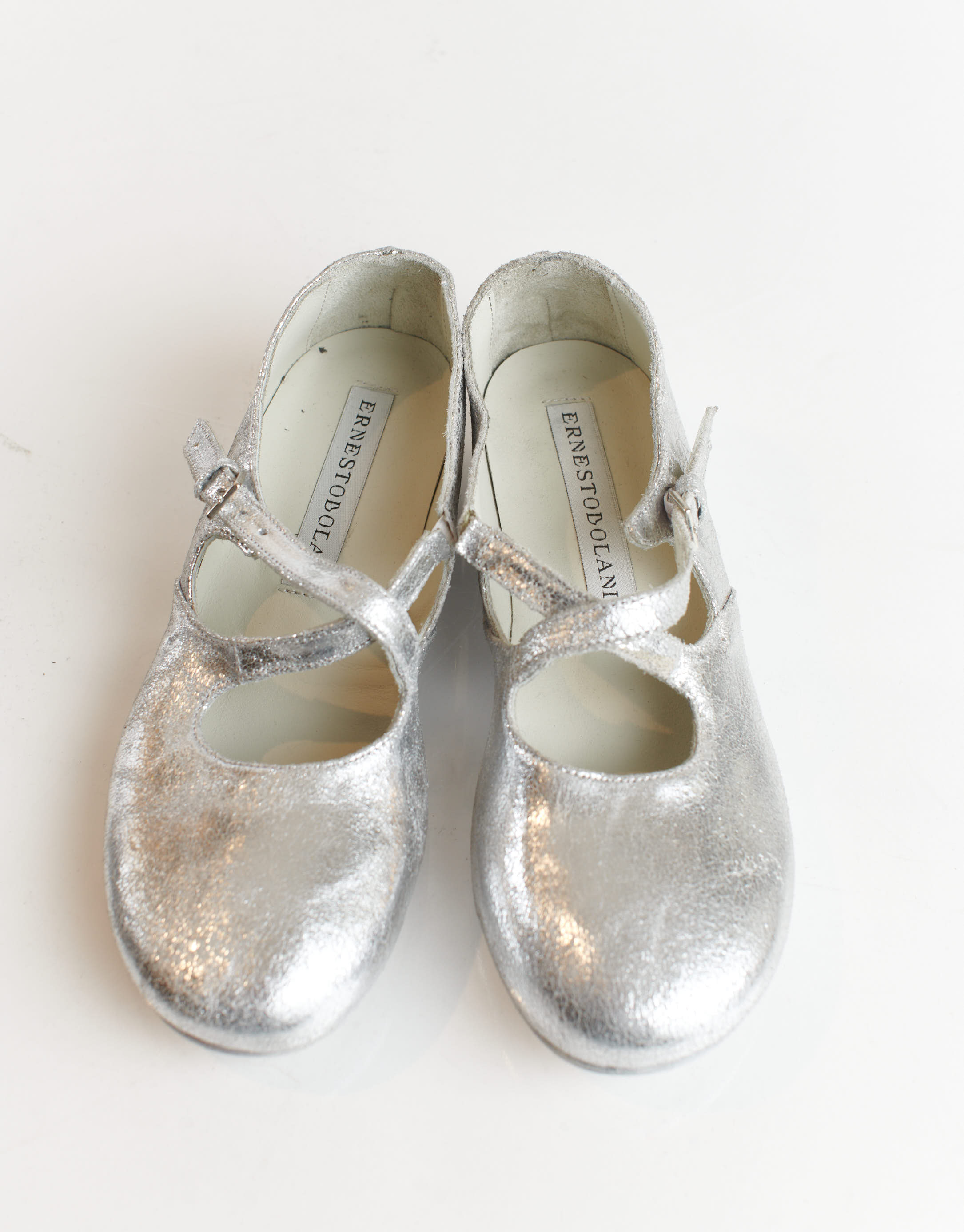 נעלי נשים - Ernesto Dolani - נעלי עור רצועת  איקס GALA - כסף3