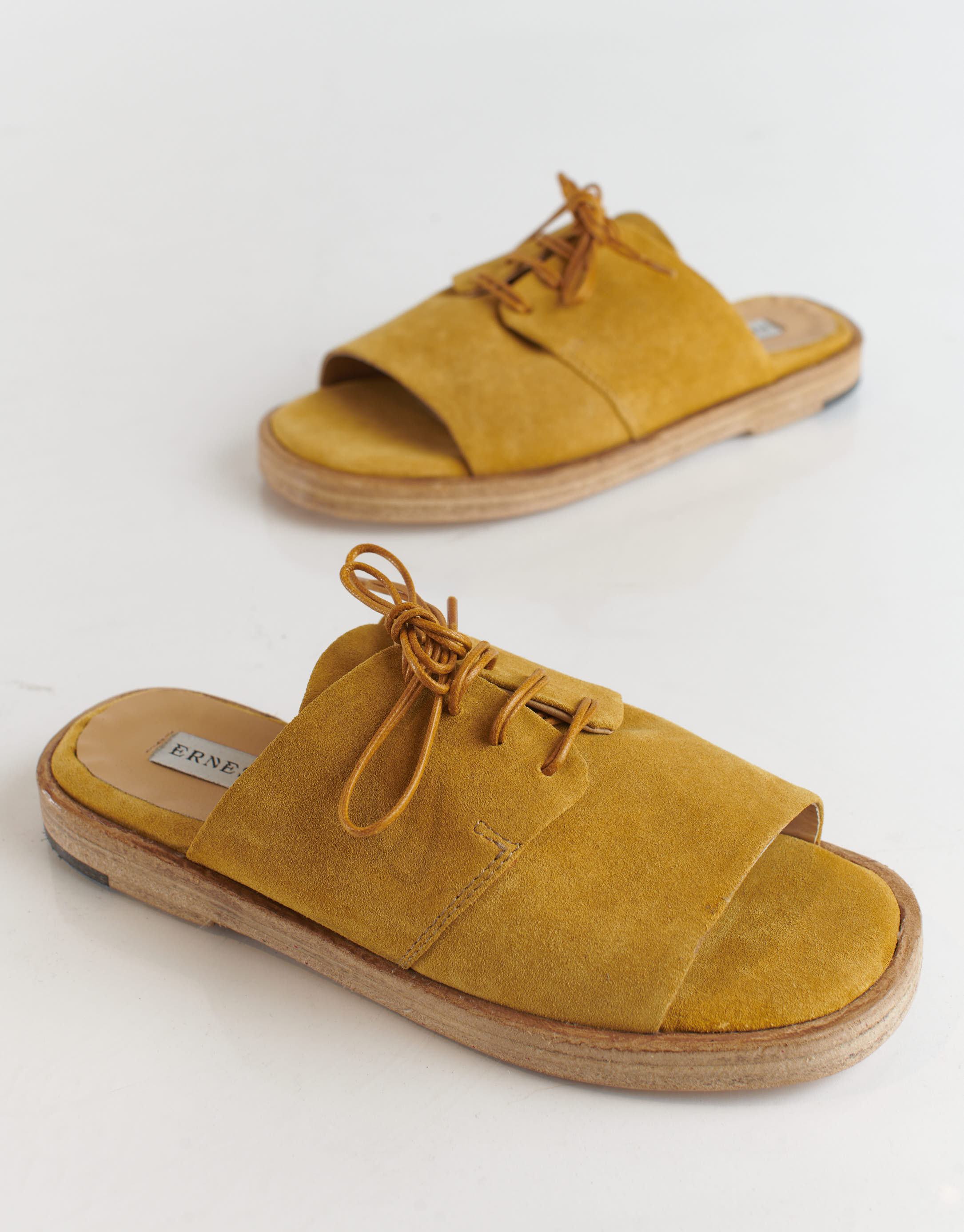 נעלי נשים - Ernesto Dolani - כפכפי זמש עם שרוכים GEA - חרדל2