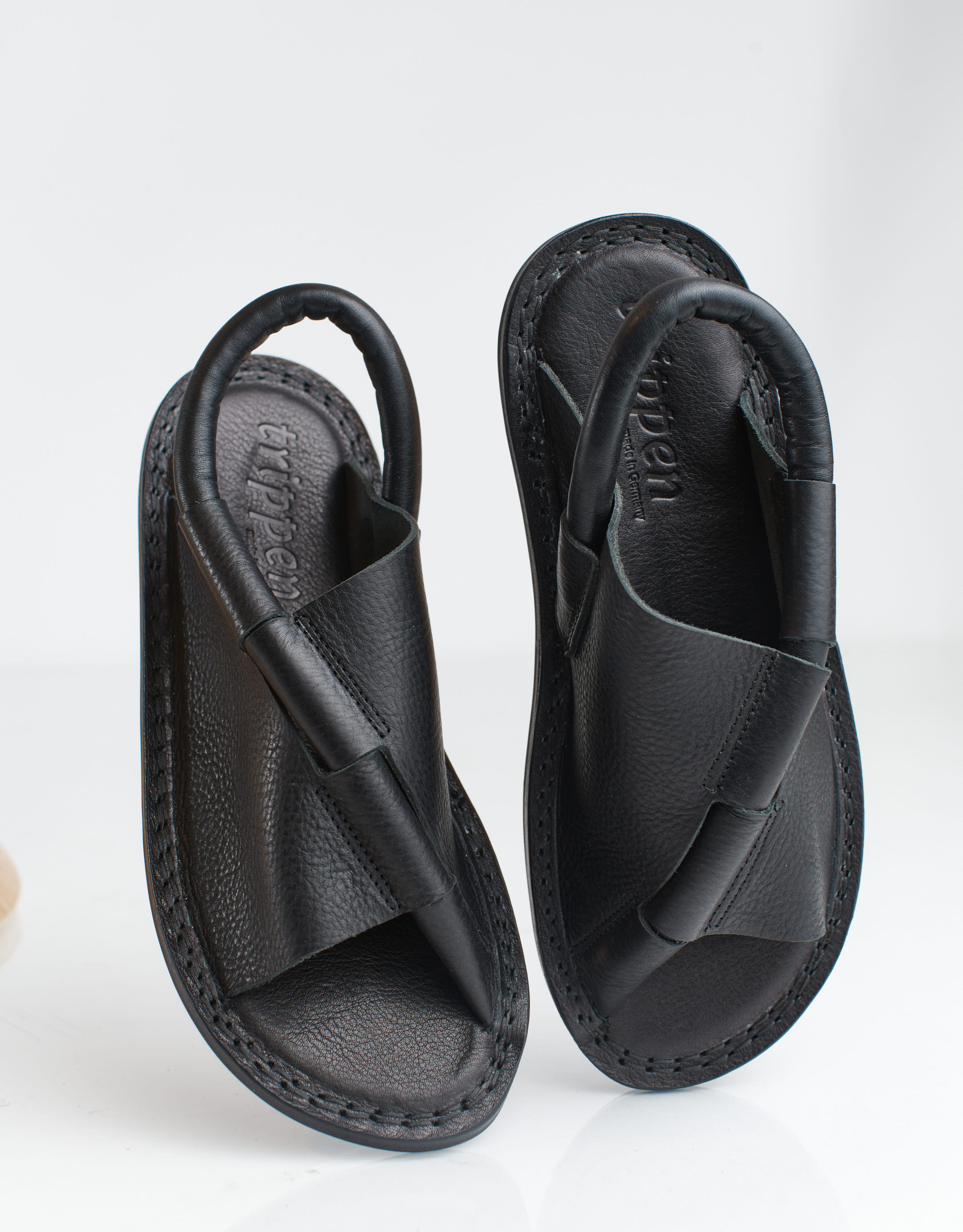 נעלי נשים - Trippen - סנדלי עור DENSITY - שחור2