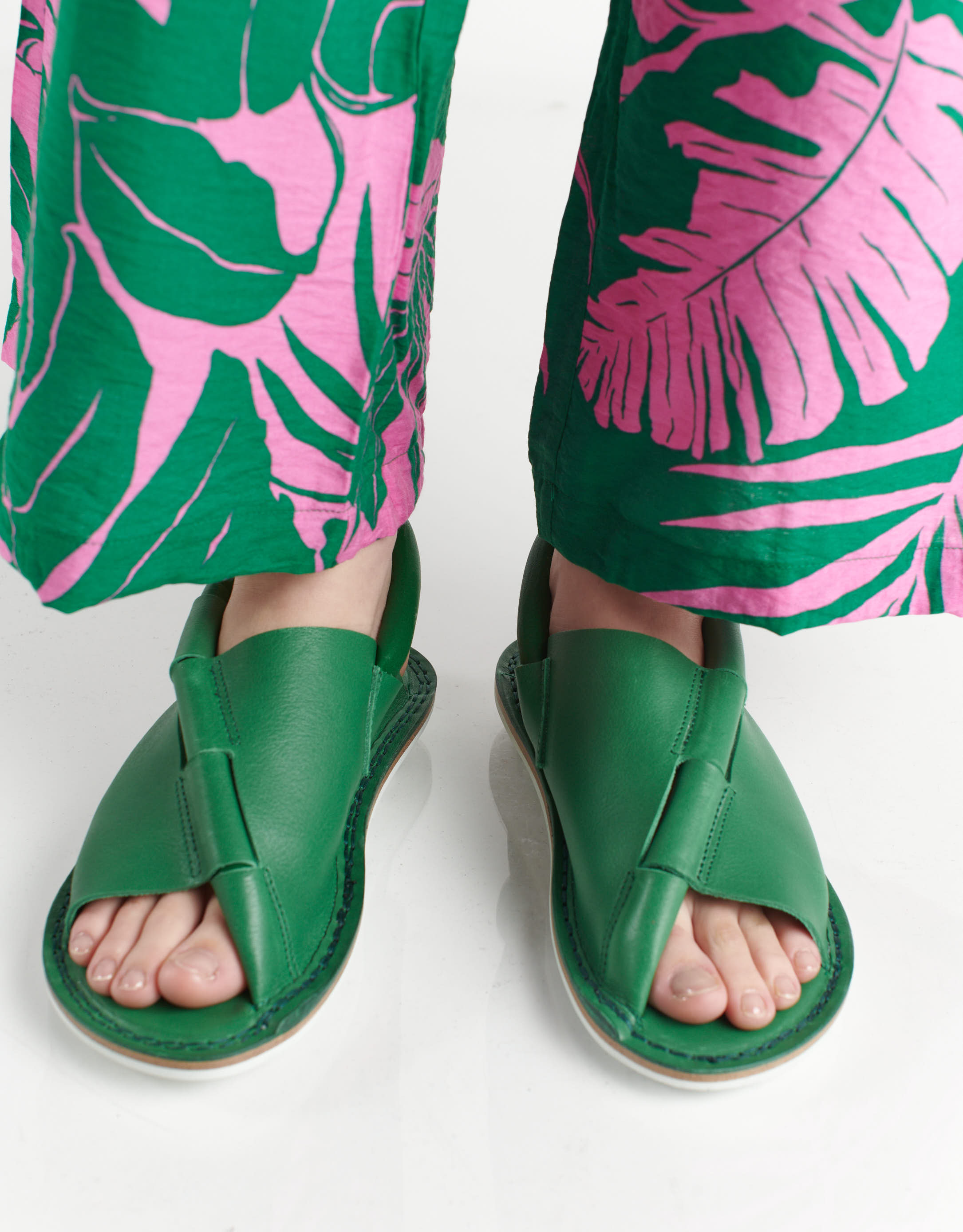 נעלי נשים - Trippen - סנדלי עור DENSITY - ירוק3