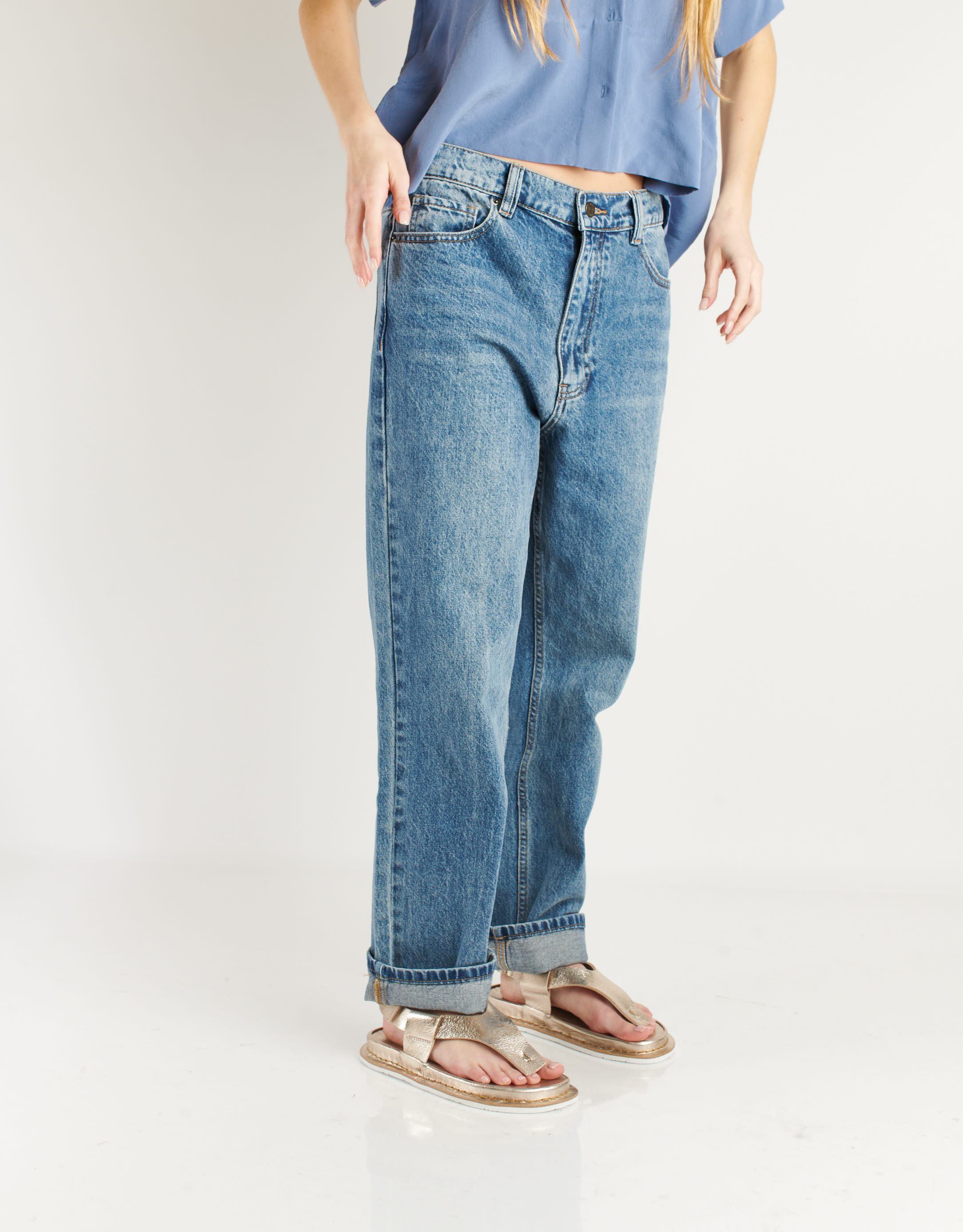 נעלי נשים - Trippen - סנדלי אצבע מעור GRAVITY - זהב4