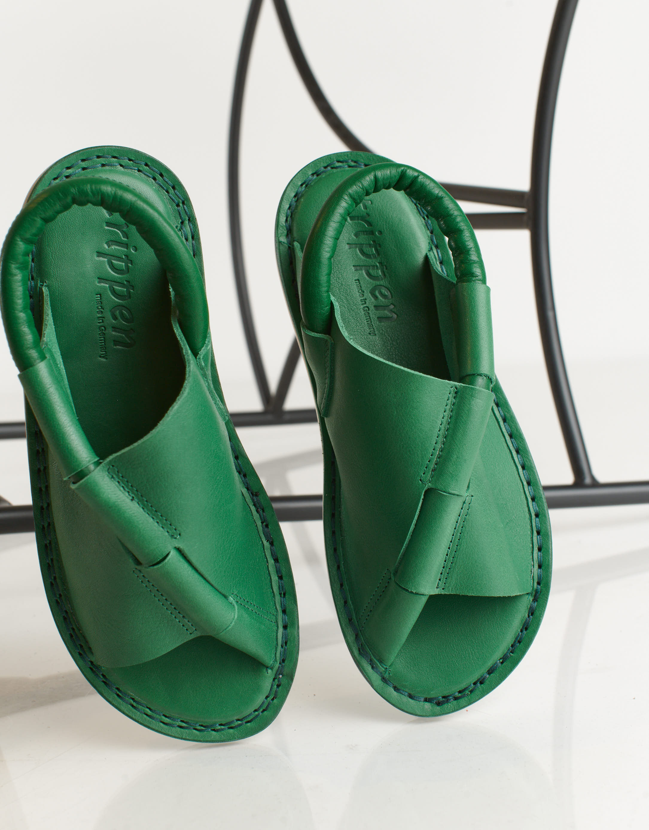 נעלי נשים - Trippen - סנדלי עור DENSITY - ירוק4