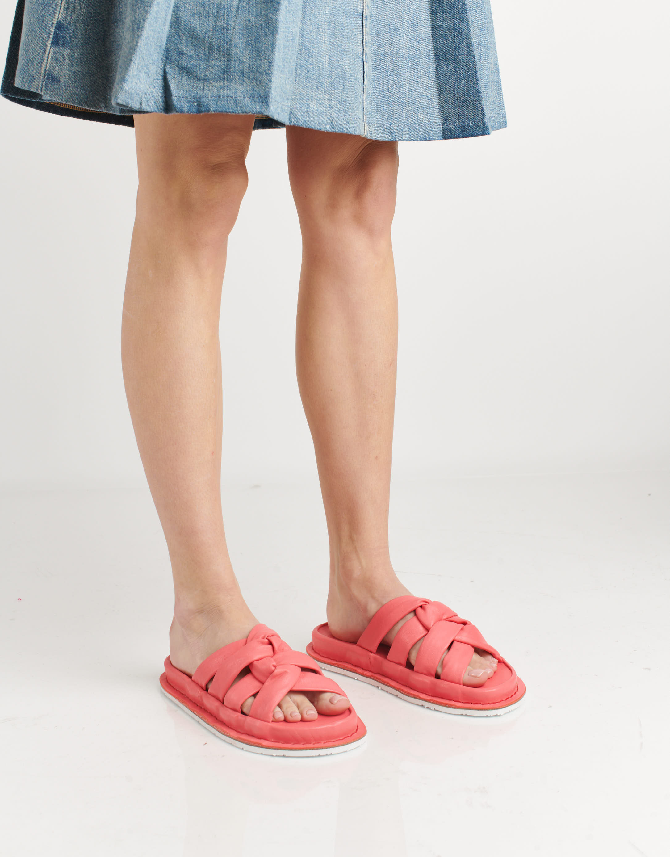 נעלי נשים - Trippen - כפכפי עור KNOTTY - קורל4