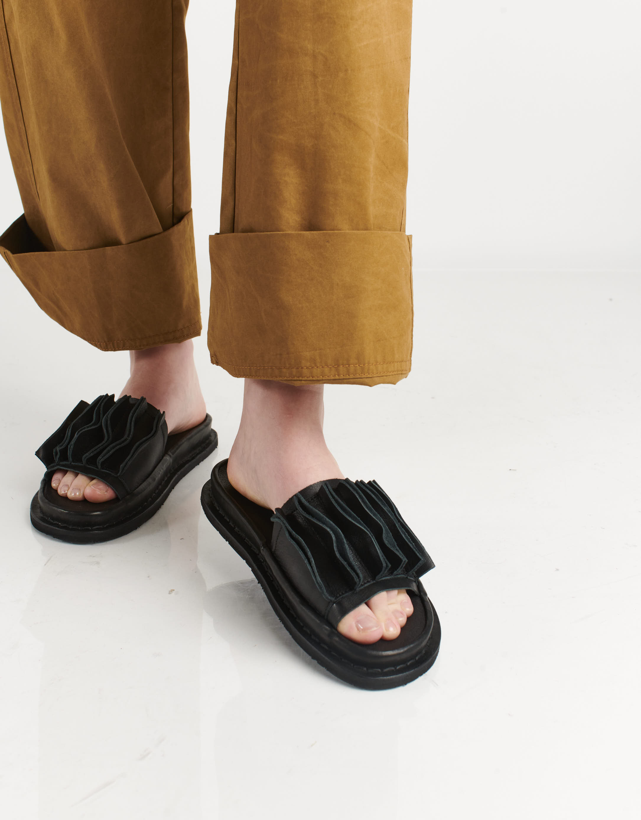 נעלי נשים - Trippen - כפכפי עור SLATE - שחור2