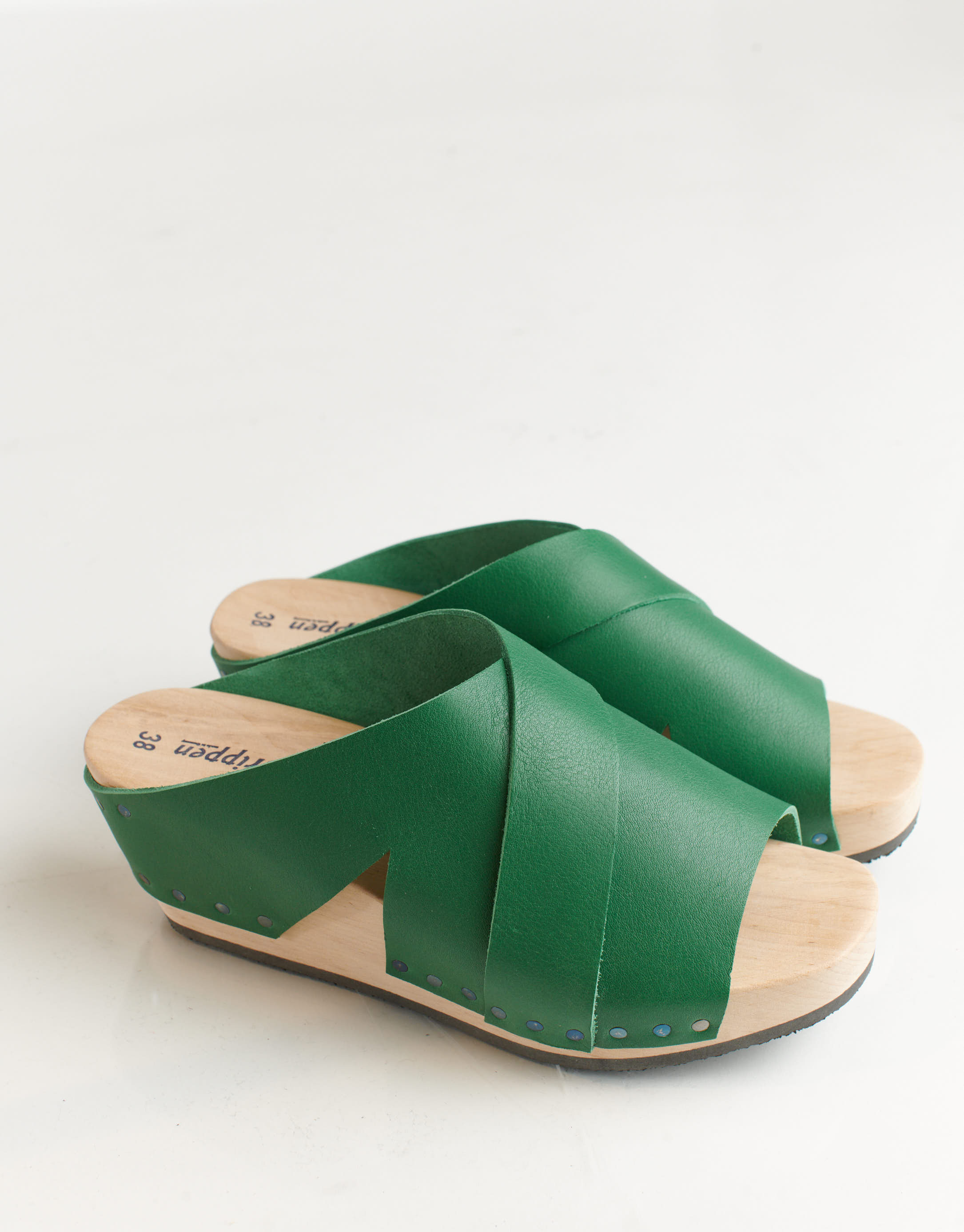 נעלי נשים - Trippen - כפכפים LASSO WOOD - ירוק3