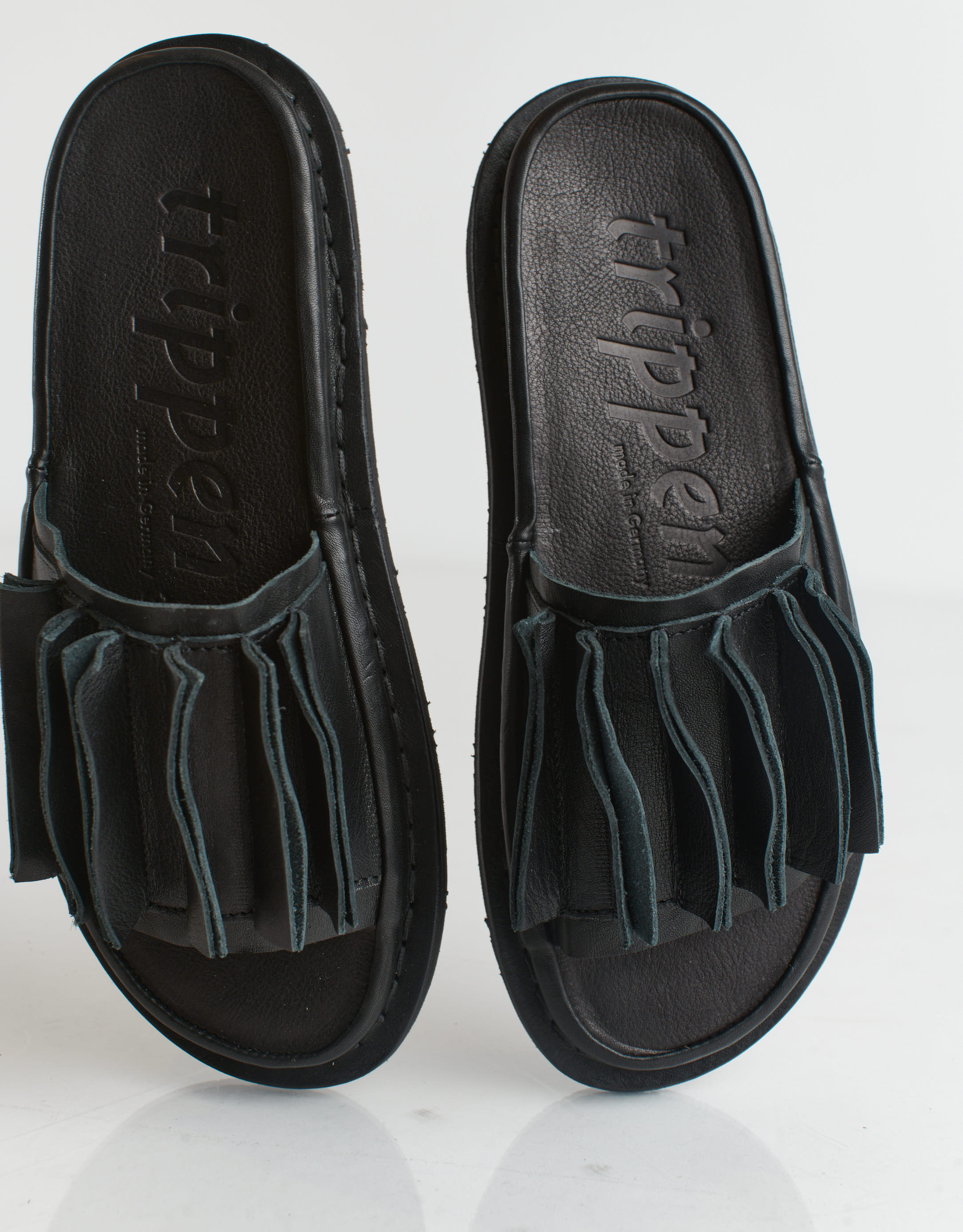 נעלי נשים - Trippen - כפכפי עור SLATE - שחור3