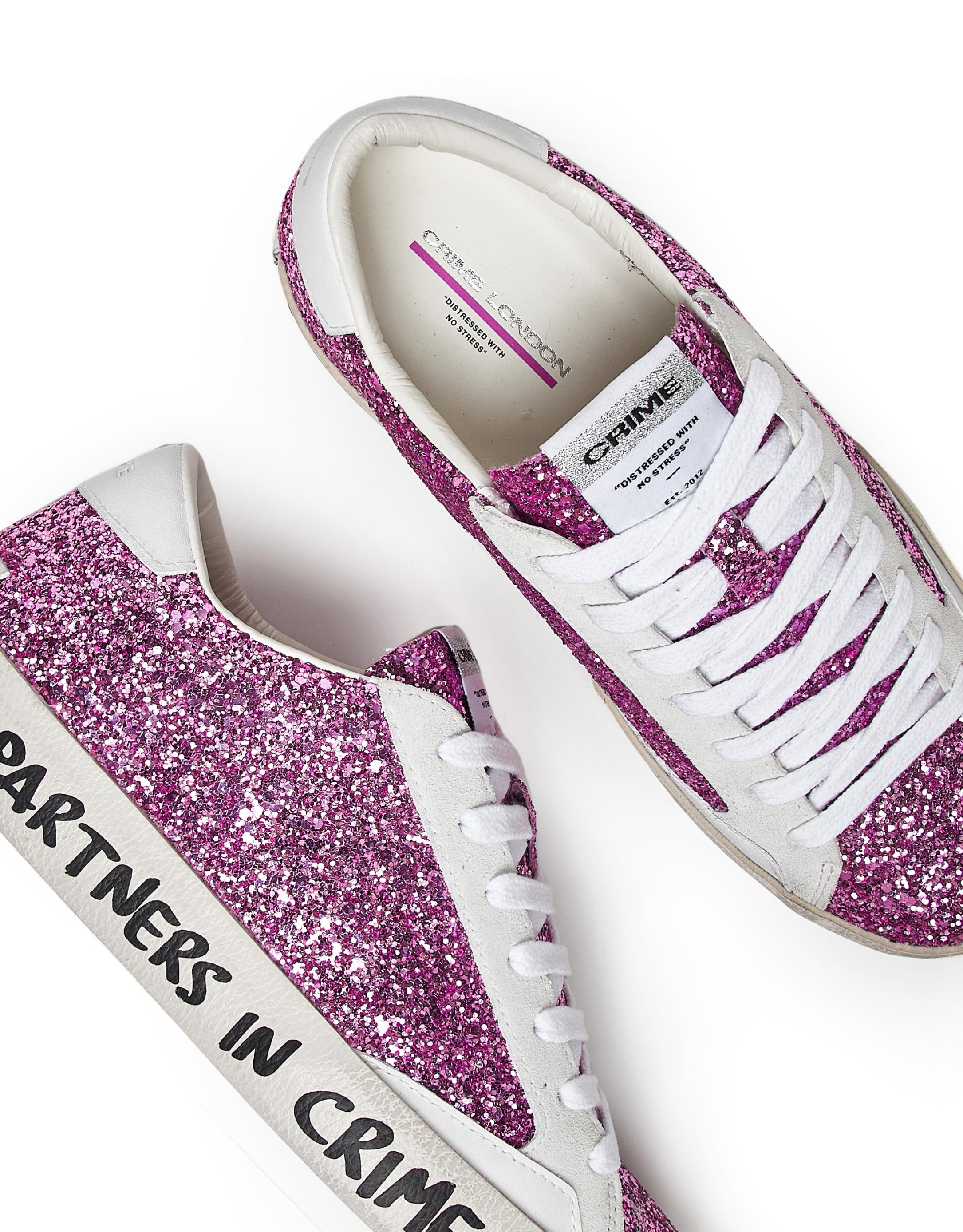 נעלי נשים - Crime London - סניקרס מנצנצות AVRIL - ורוד2