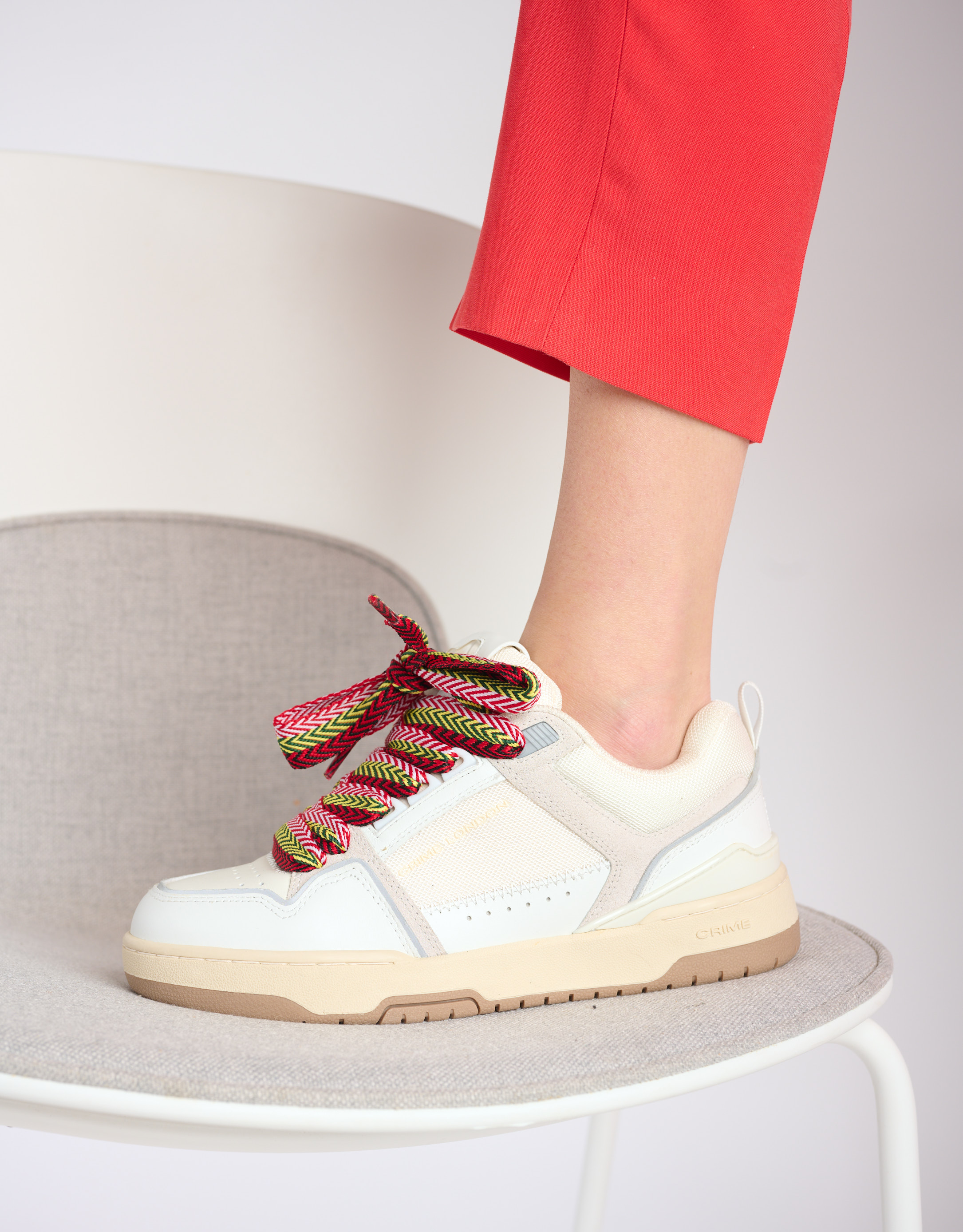 נעלי נשים - Crime London - סניקרס HAYLEY - לבן   אדום3