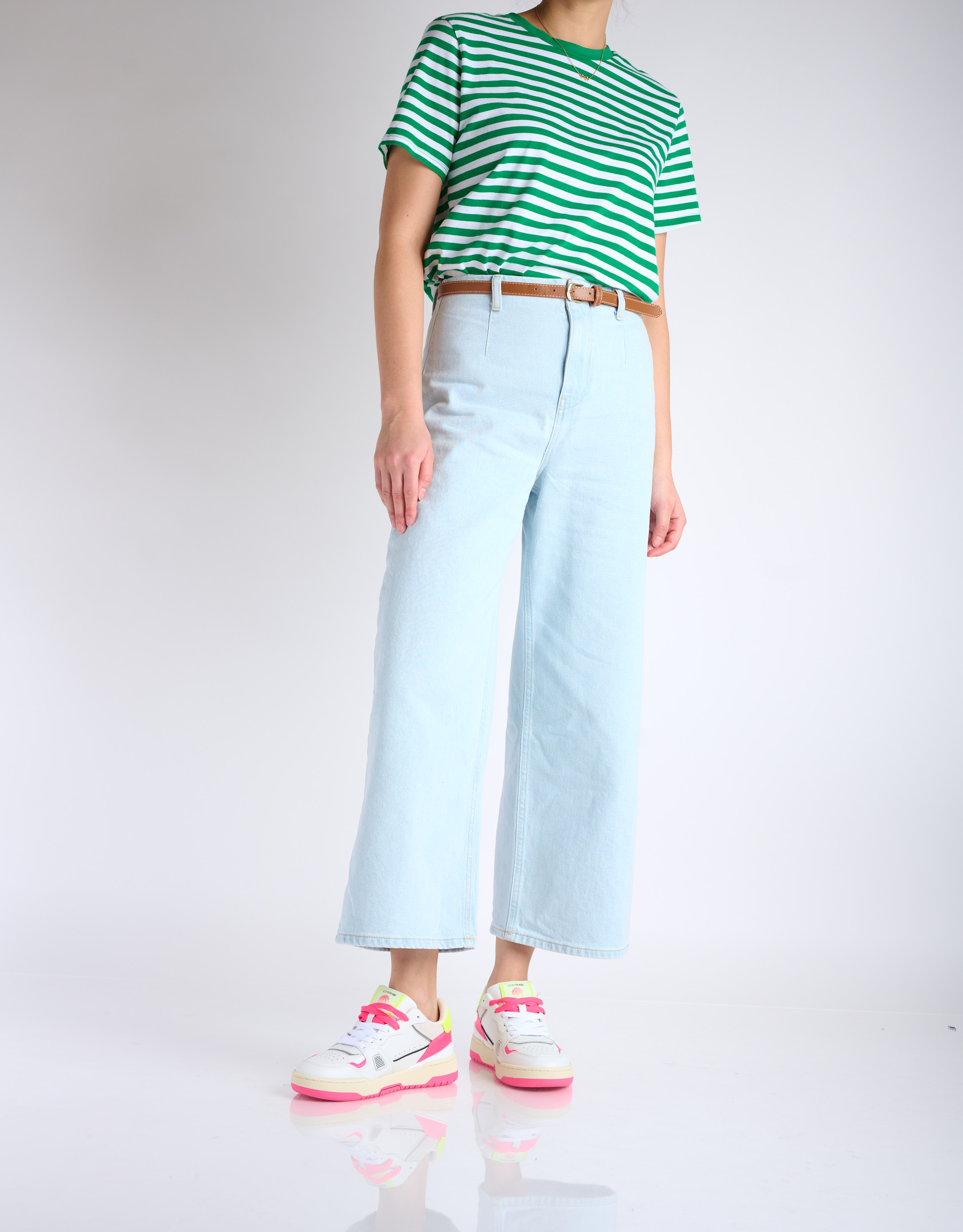 נעלי נשים - Crime London - סניקרס SUSIE - לבן   ורוד3